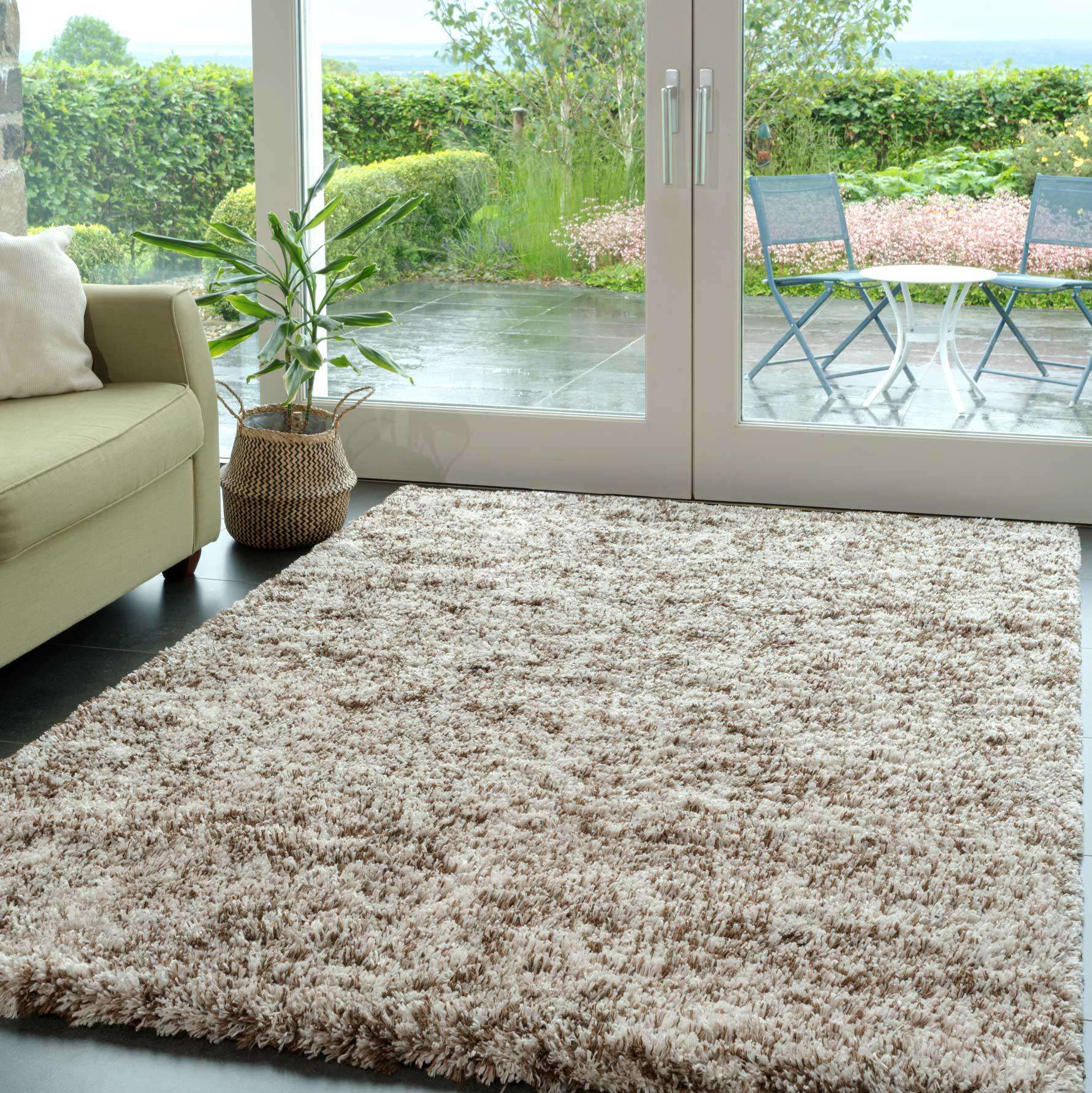 Soft Mottled Brown Shaggy Area Rug - Image 5