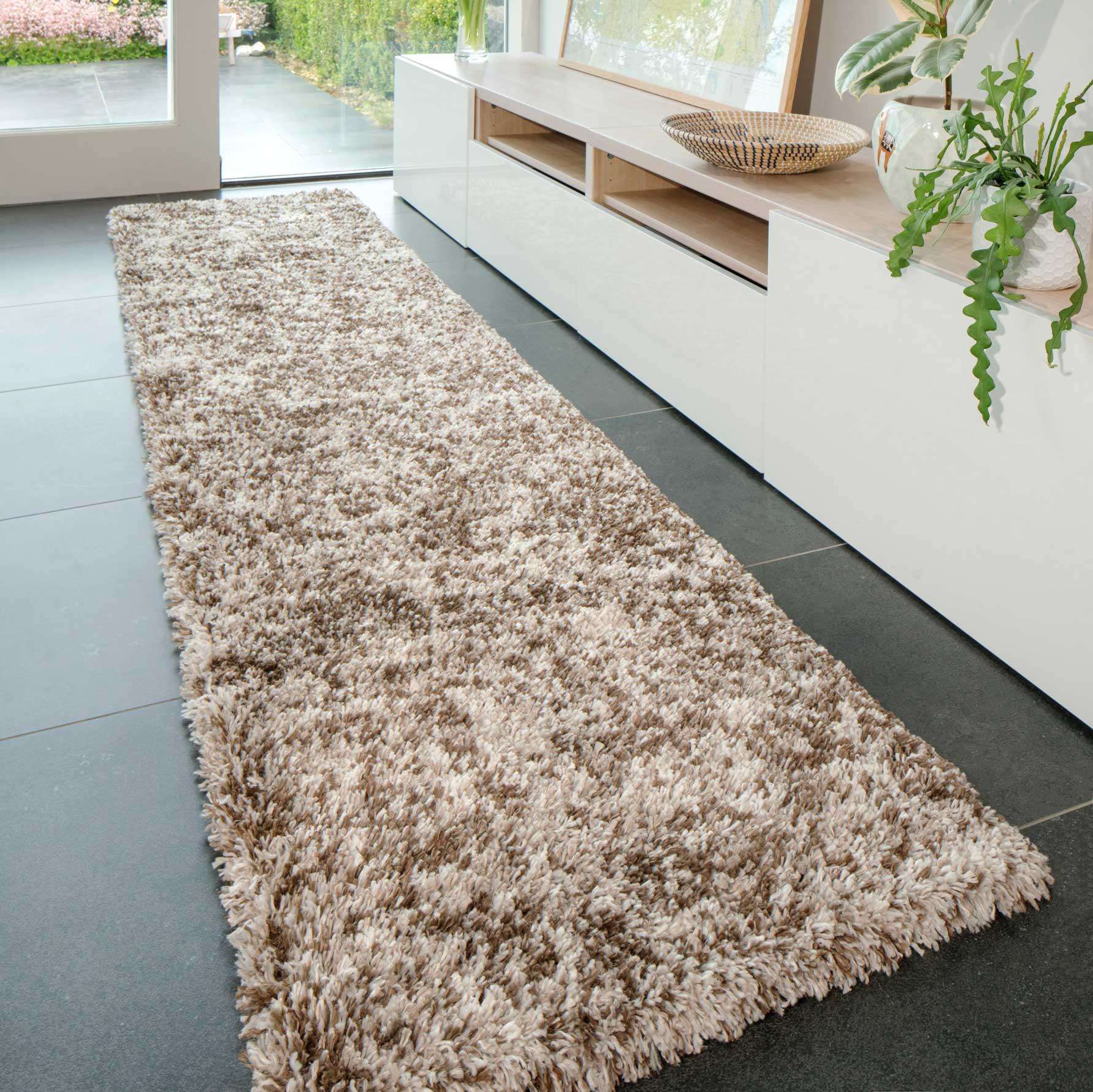 Soft Mottled Brown Shaggy Hall Rug - Image 2