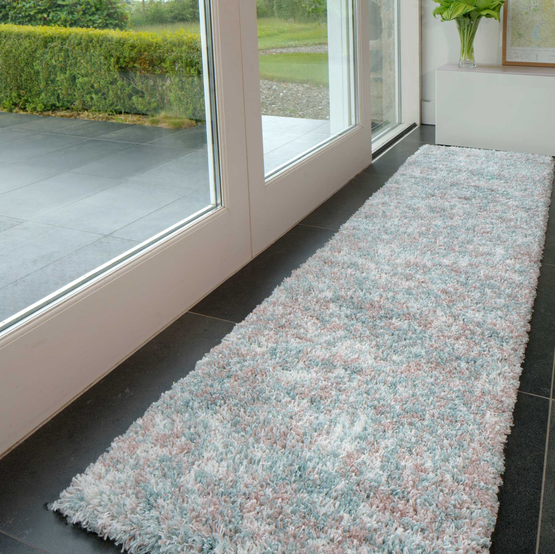 Soft Mottled Light Blue Shaggy Area Rug - Image 7