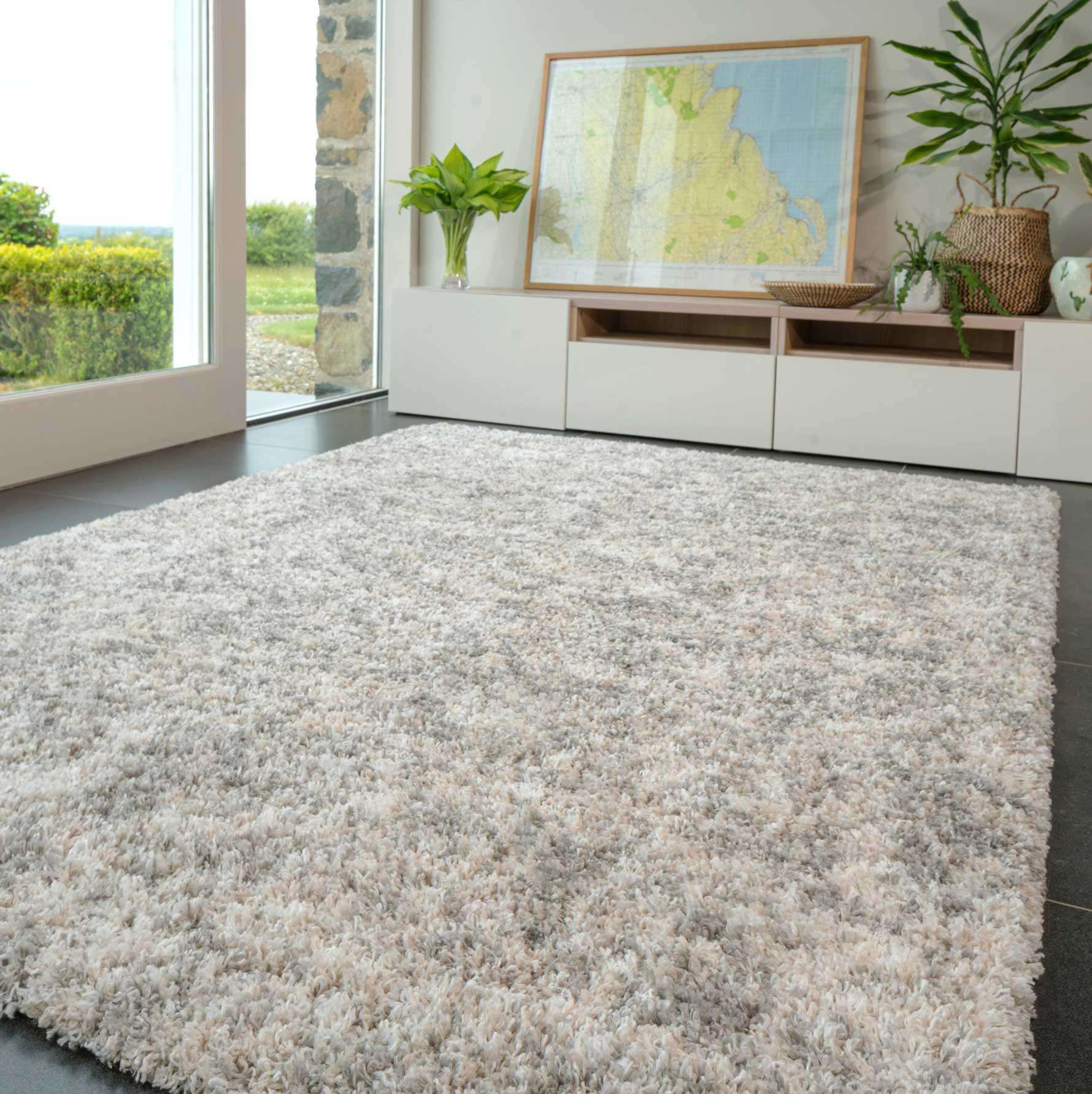 Soft Mottled Silver Shaggy Runner Rug - Image 2