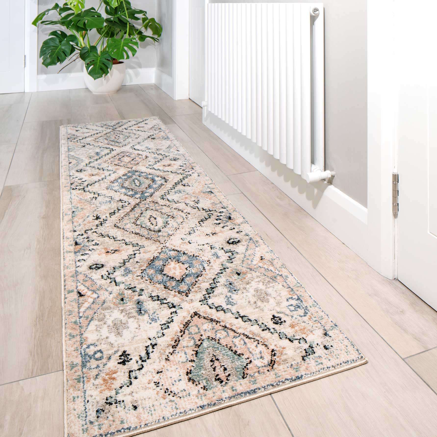 Soft Natural Blue Aztec Hallway Rug - Image 2