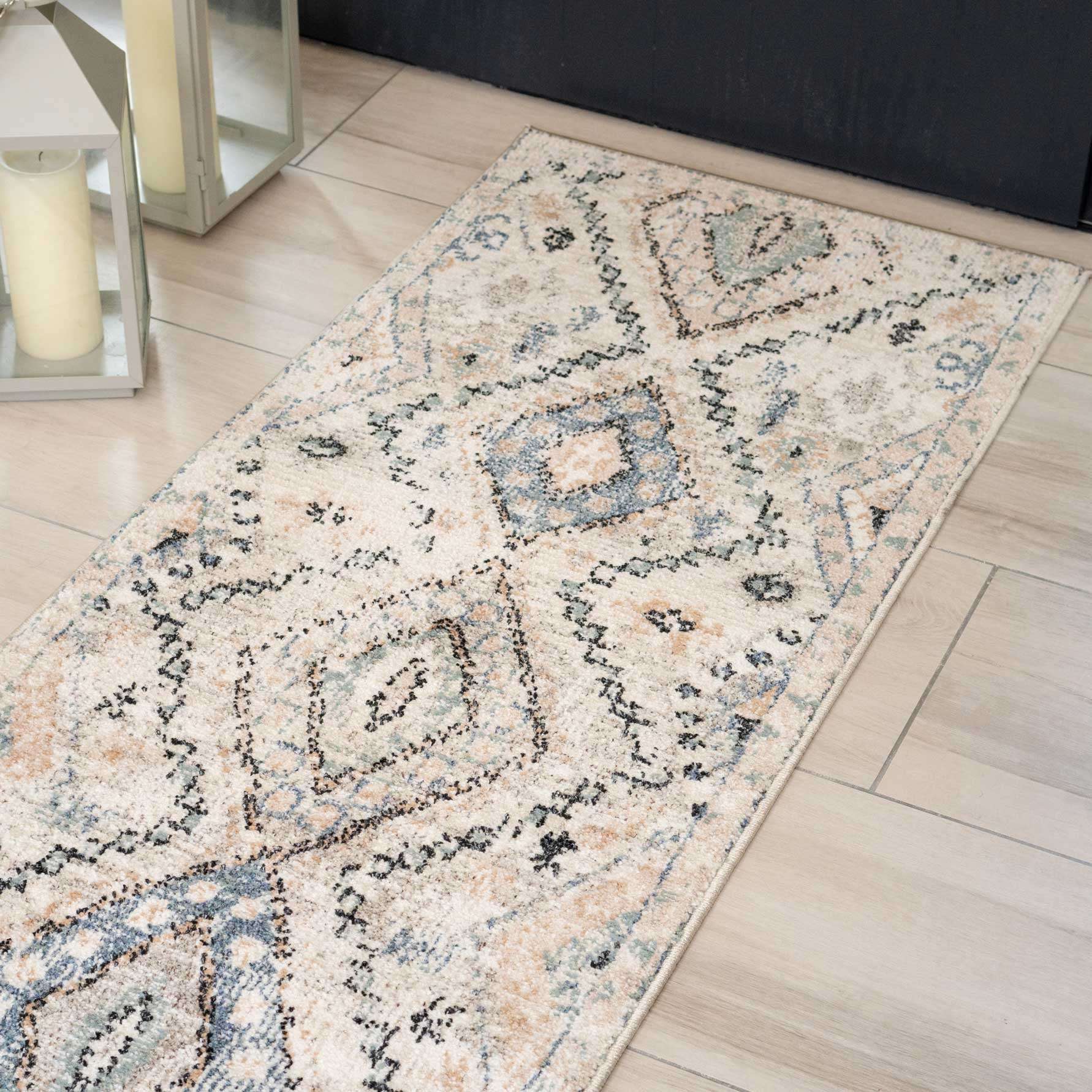 Soft Natural Blue Aztec Hallway Rug - Image 5