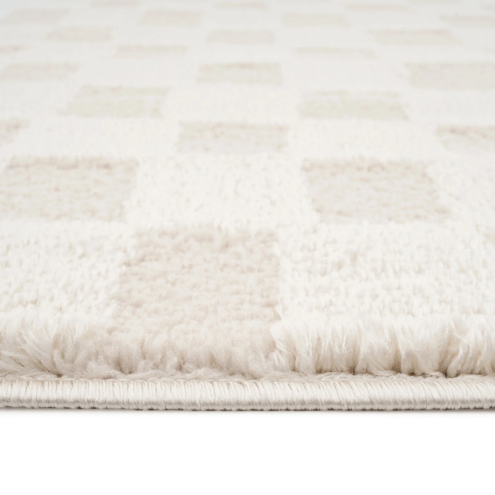 Soft Natural Cream Retro Checkerboard Rug - Liv - Image 7