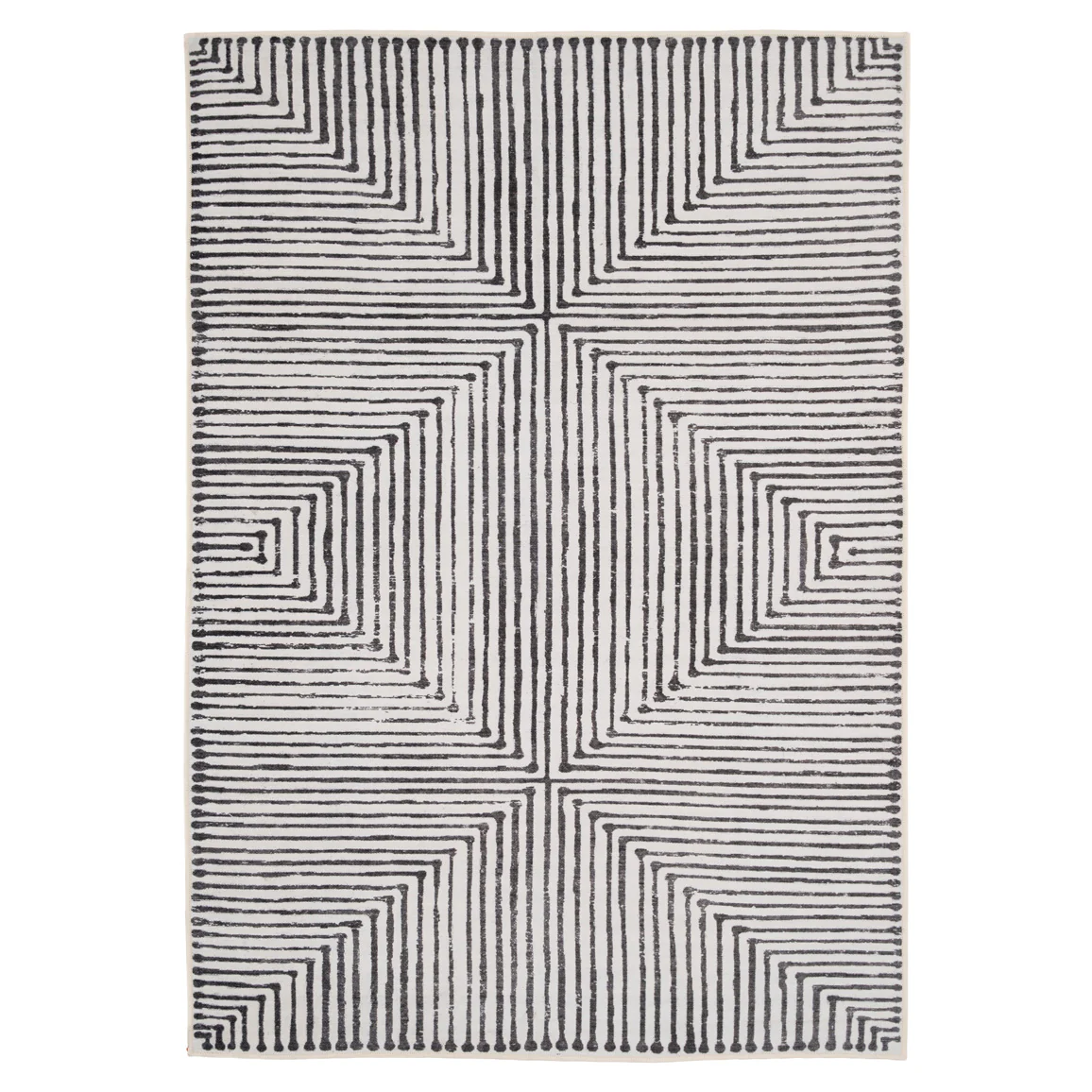 Soft Washable Black Geometric Rug - Maverick