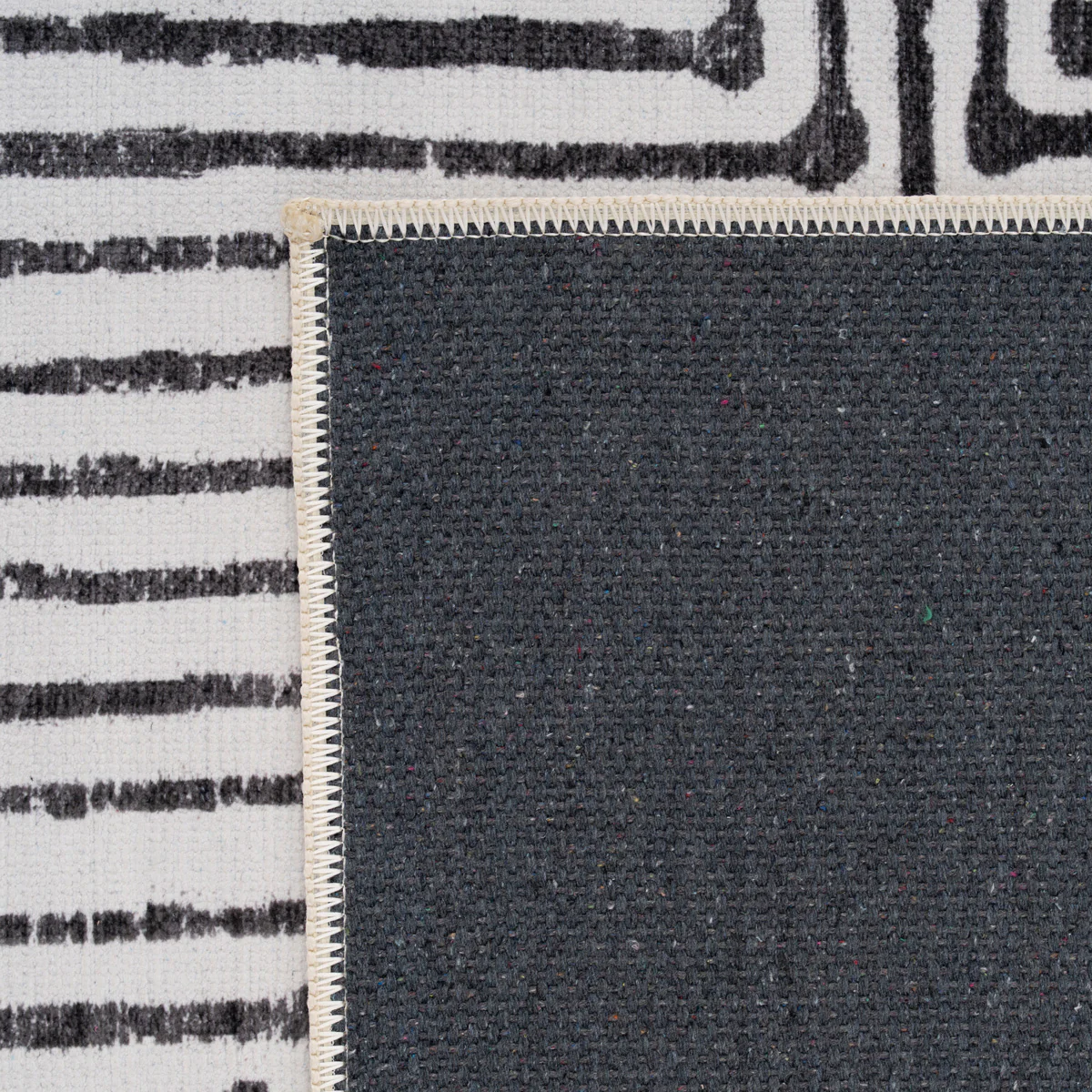 Soft Washable Black Geometric Runner - Maverick - Image 3