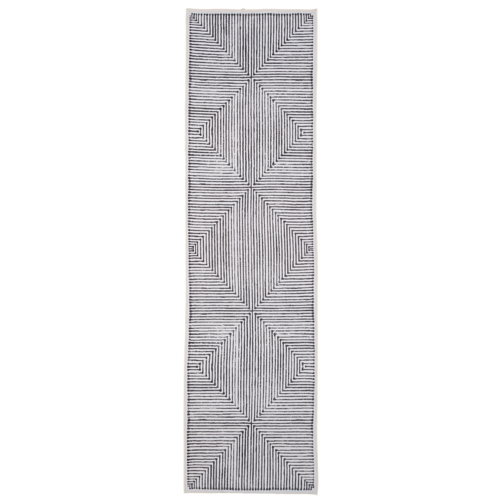 Soft Washable Black Geometric Runner - Maverick - Image 5
