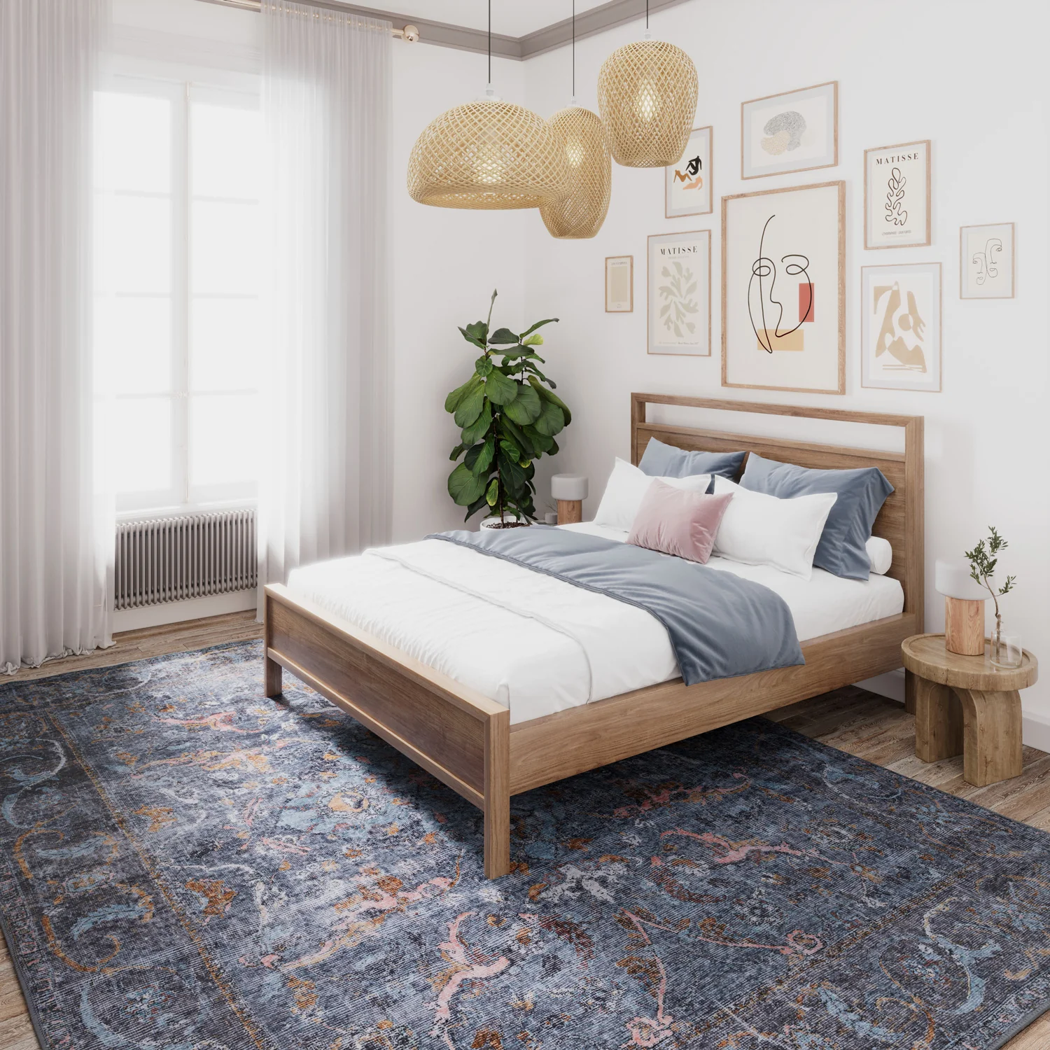 Soft Washable Blue Boho Rug - Clara - Image 7