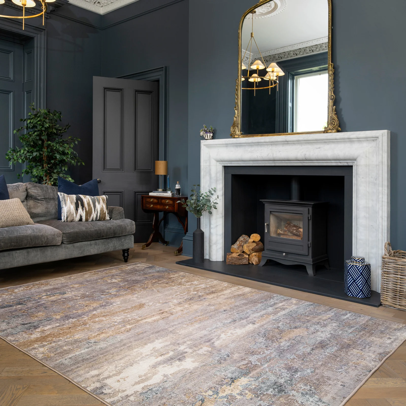 Soft Washable Brushed Gold Rug - Millie - Image 2