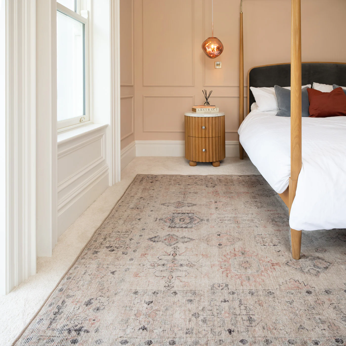 Soft Washable Cream Distressed Rug - Elnora - Image 2