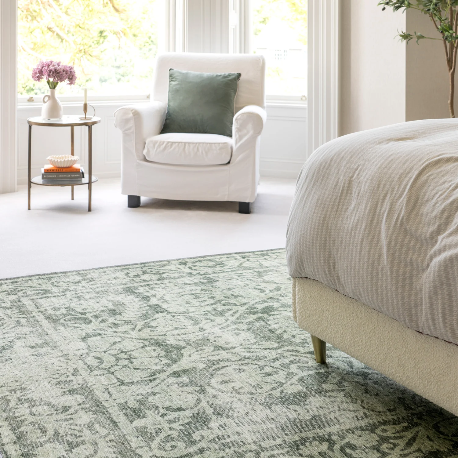 Soft Washable Green Motif Rug - Pippa - Image 4