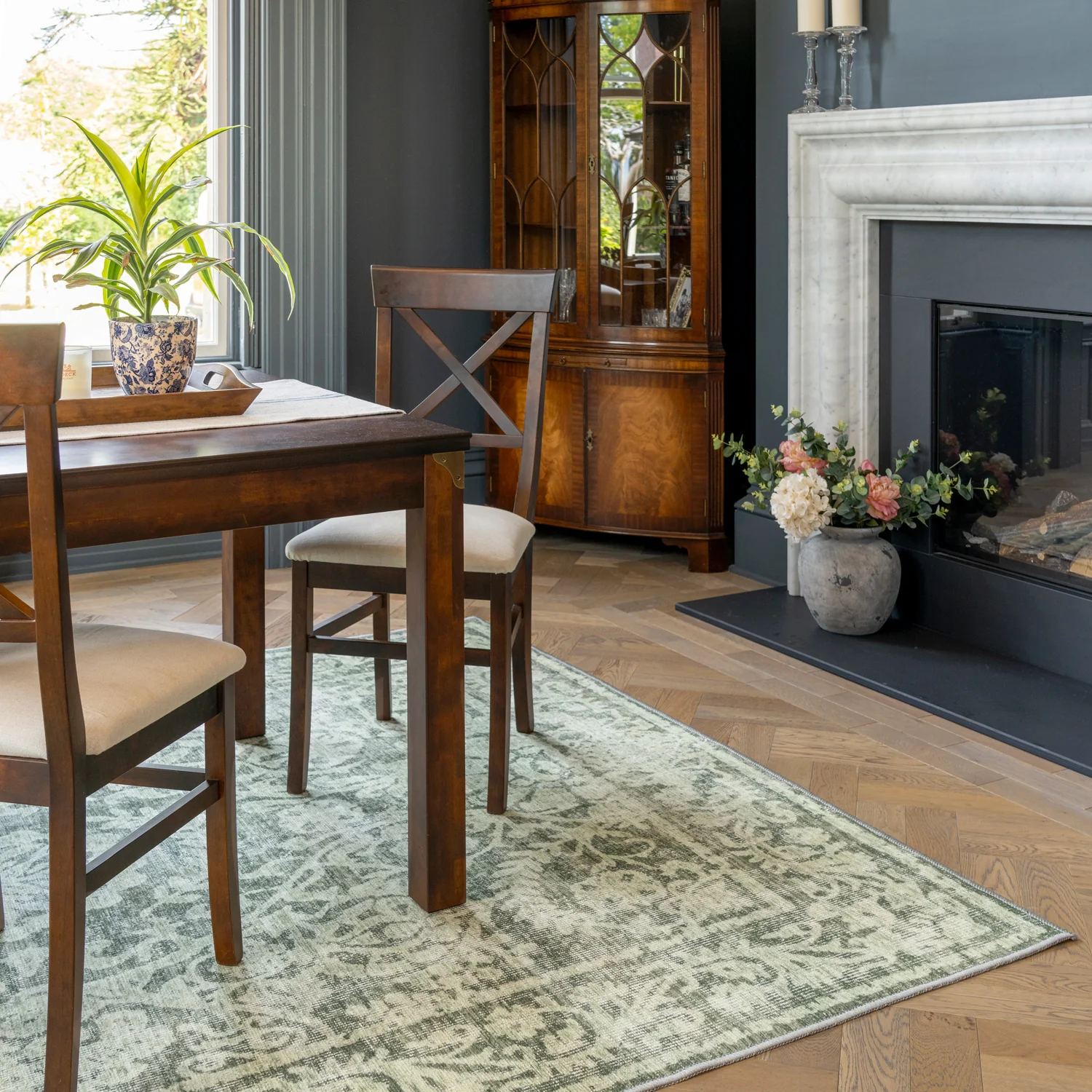 Soft Washable Green Motif Rug - Pippa - Image 5