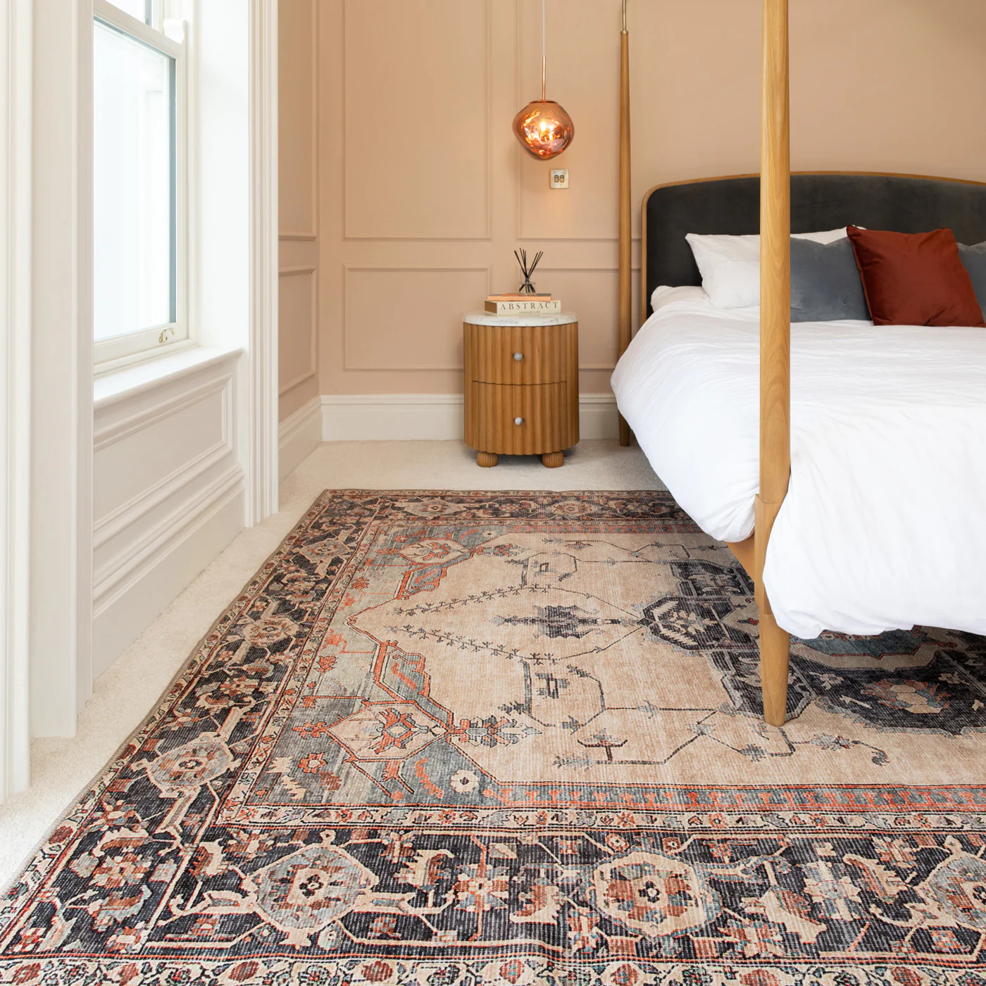 Soft Washable Blue Heritage Rug - Hazel - Image 2