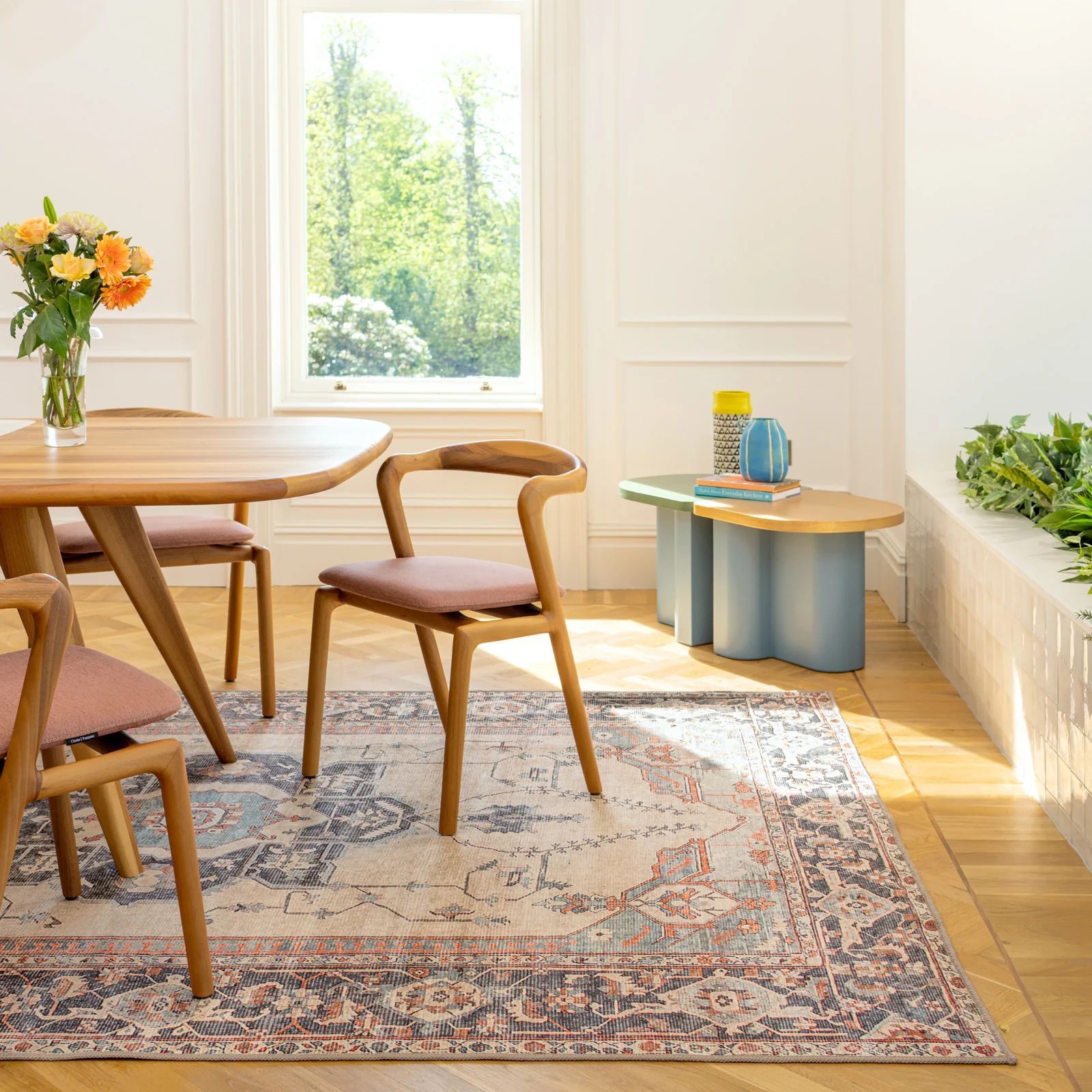 Soft Washable Blue Heritage Rug - Hazel - Image 3