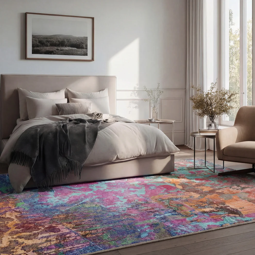 Soft Washable Multicolour Abstract Rug - Blazing - Image 3