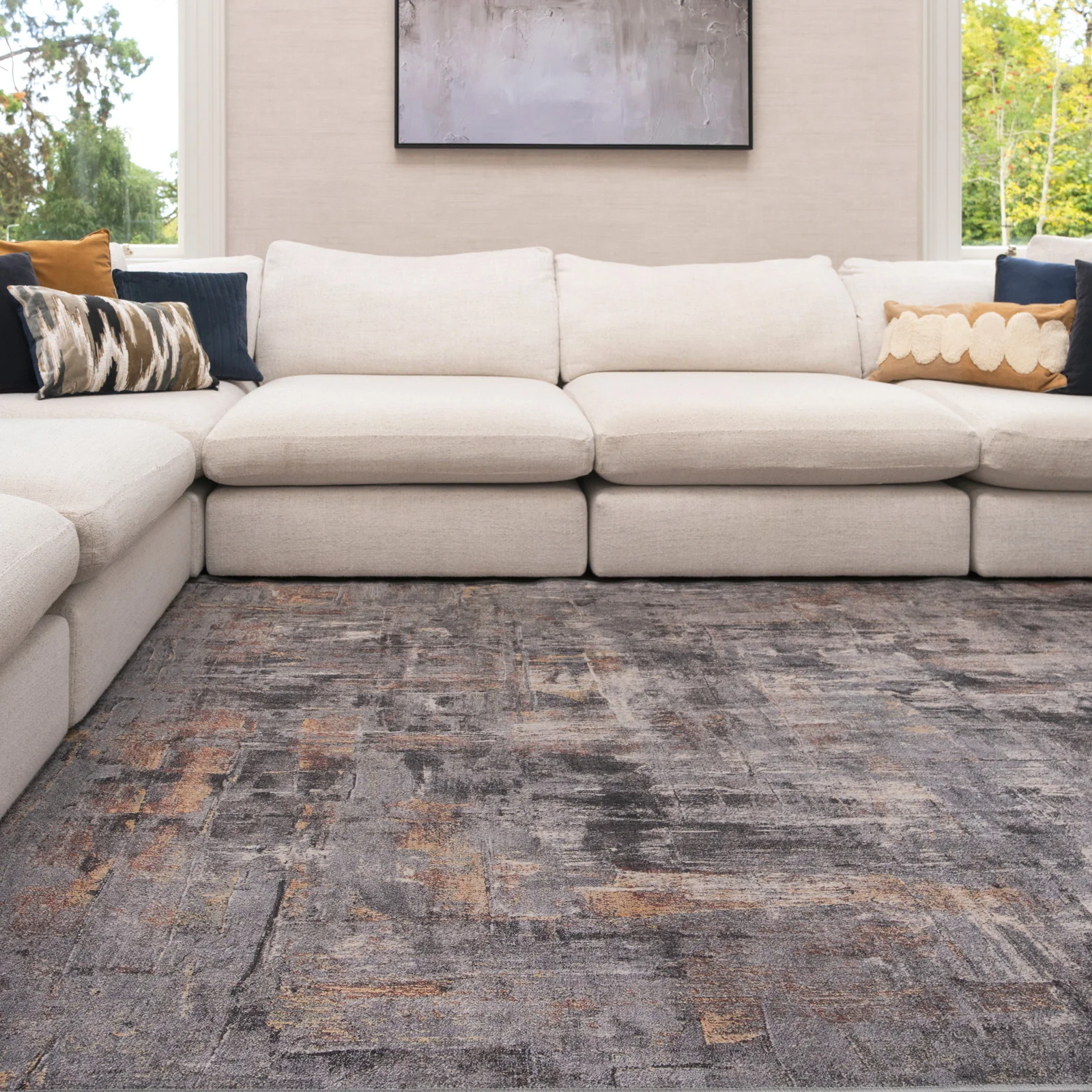 Soft Washable Abstract Grey Rug - Tara - Image 5