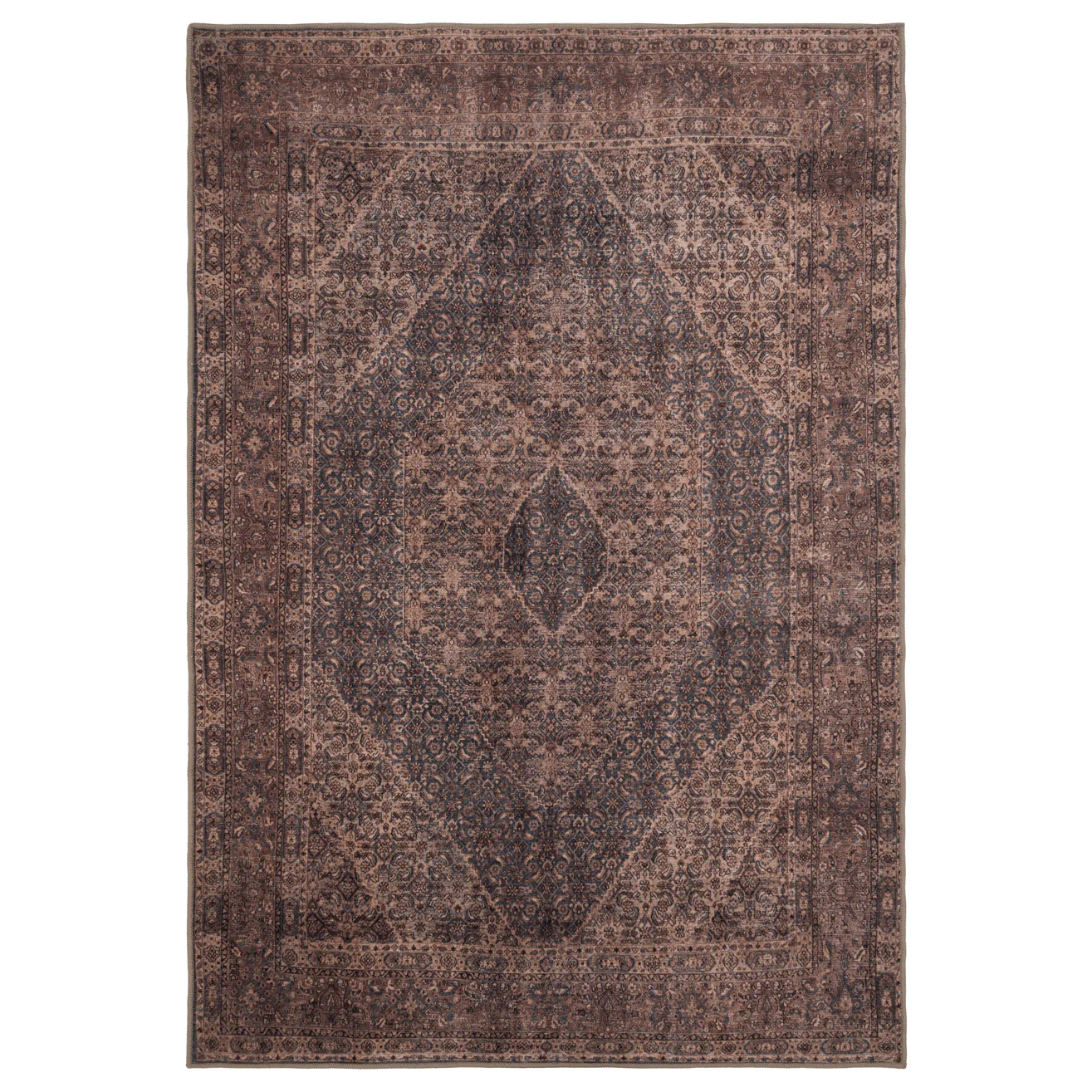Soft Washable Brown Traditional Rug - Mabel