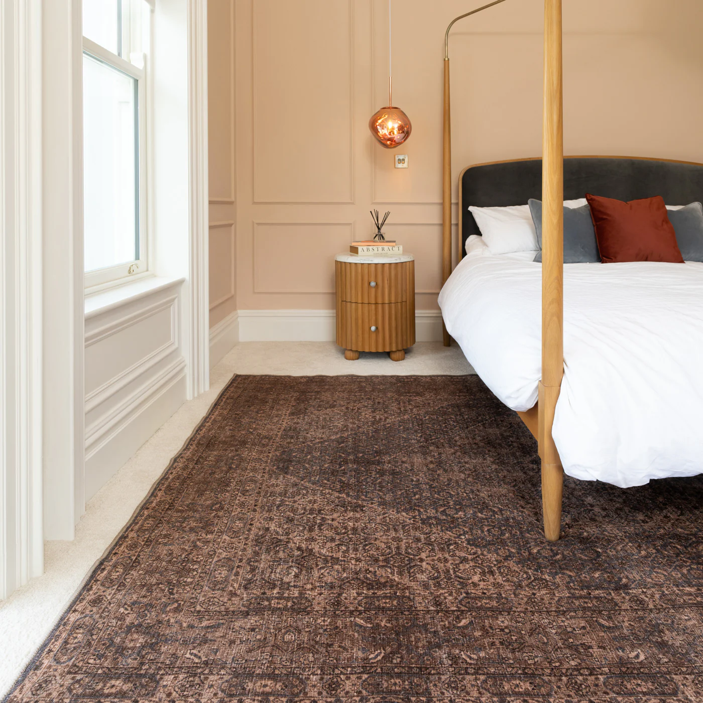 Soft Washable Brown Traditional Rug - Mabel - Image 2