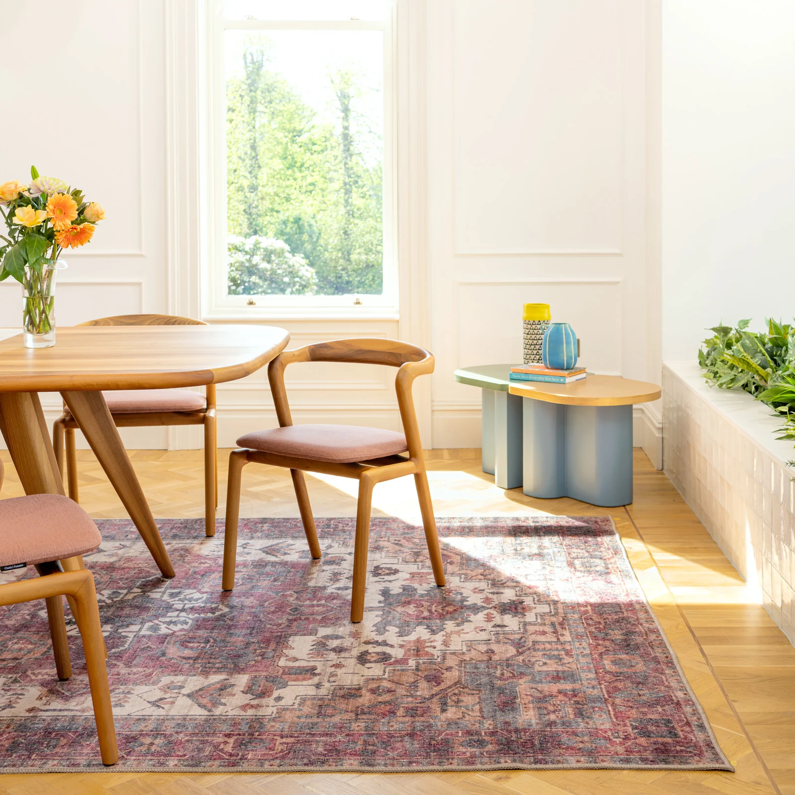 Soft Washable Traditional Burgundy Rug - Rubyana - Image 3