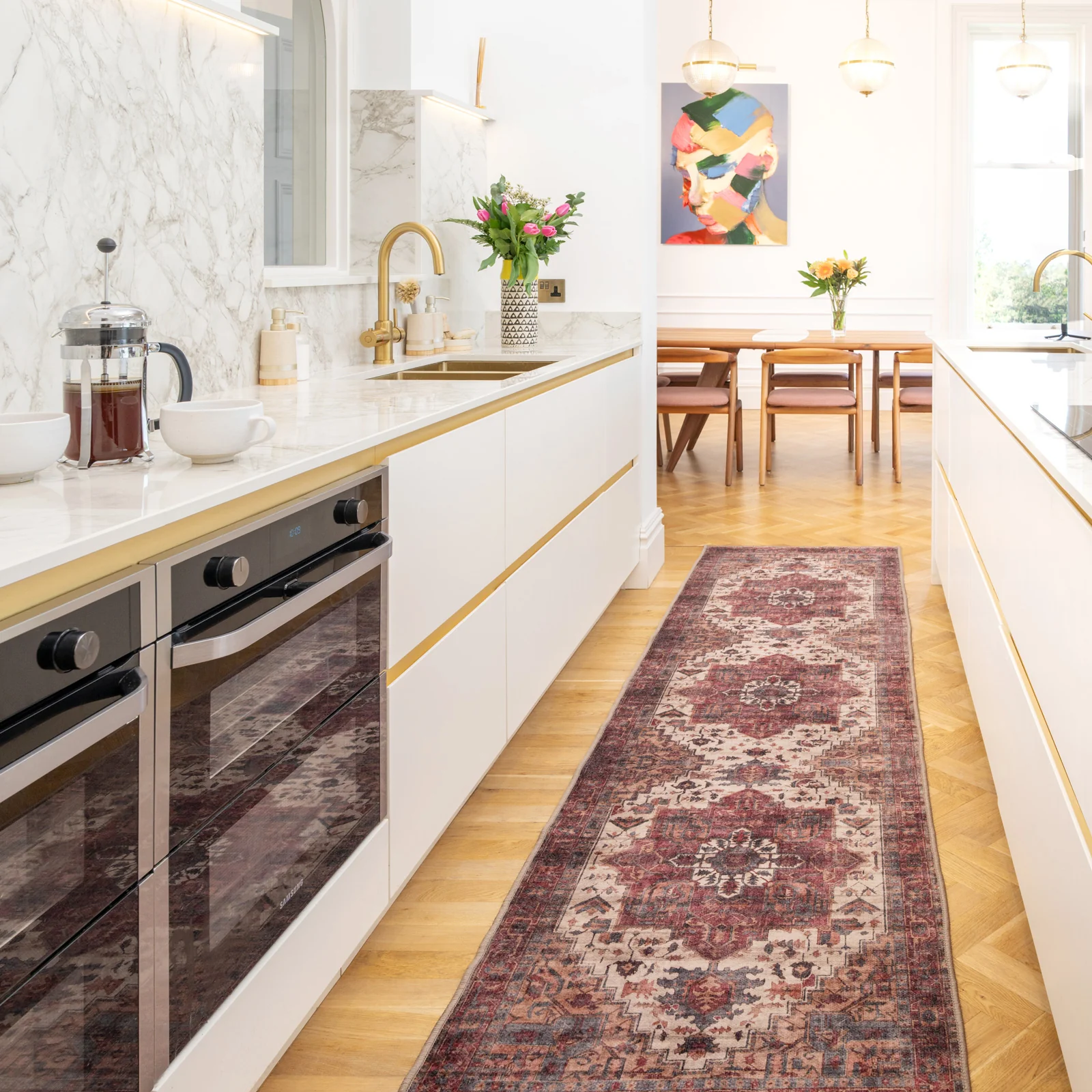 Soft Washable Traditional Burgundy Rug - Rubyana - Image 12