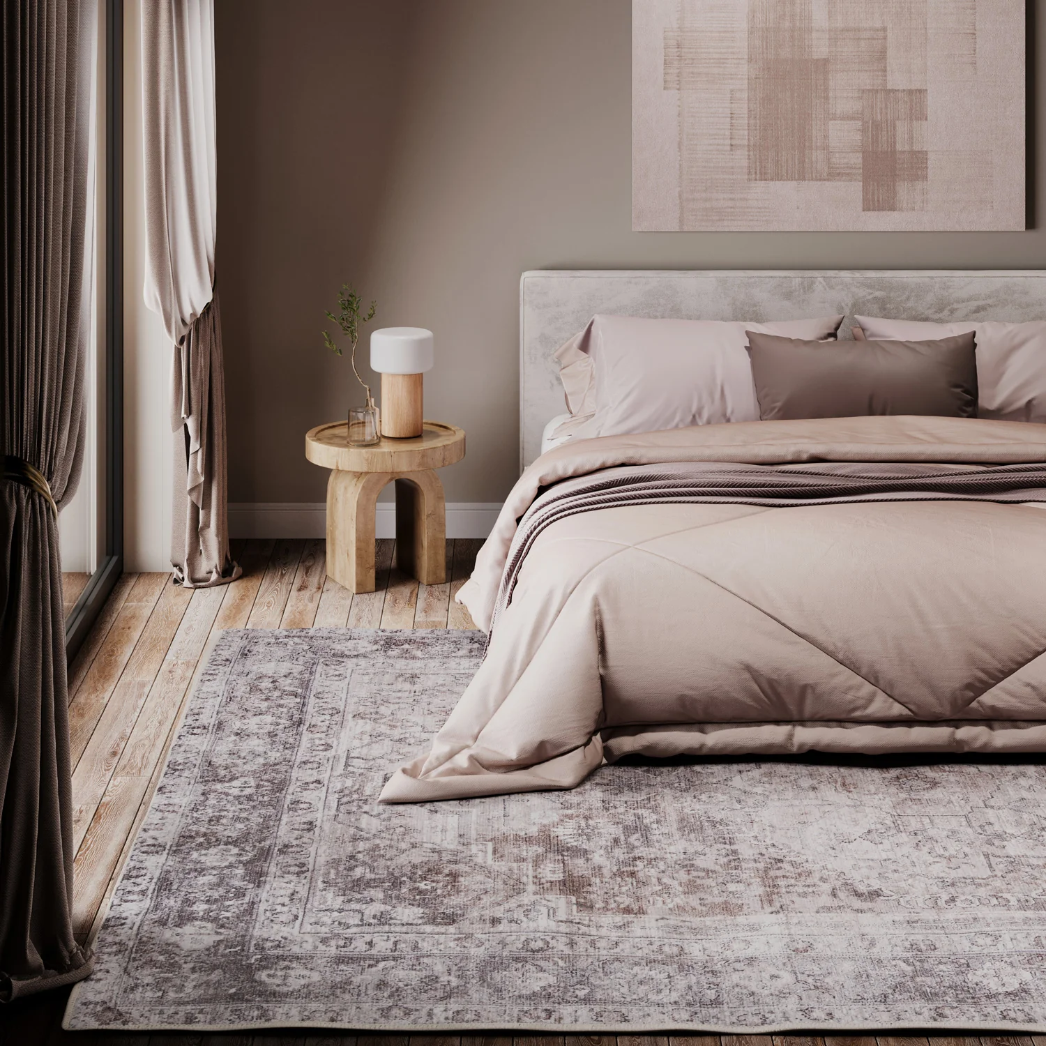 Soft Washable Vintage Greige Rug - Elsie - Image 4