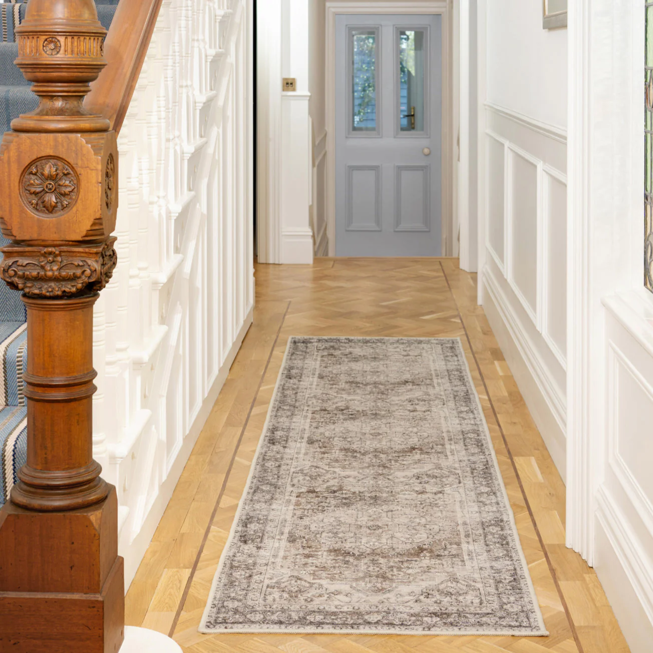 Soft Washable Vintage Greige Runner - Elsie - Image 3