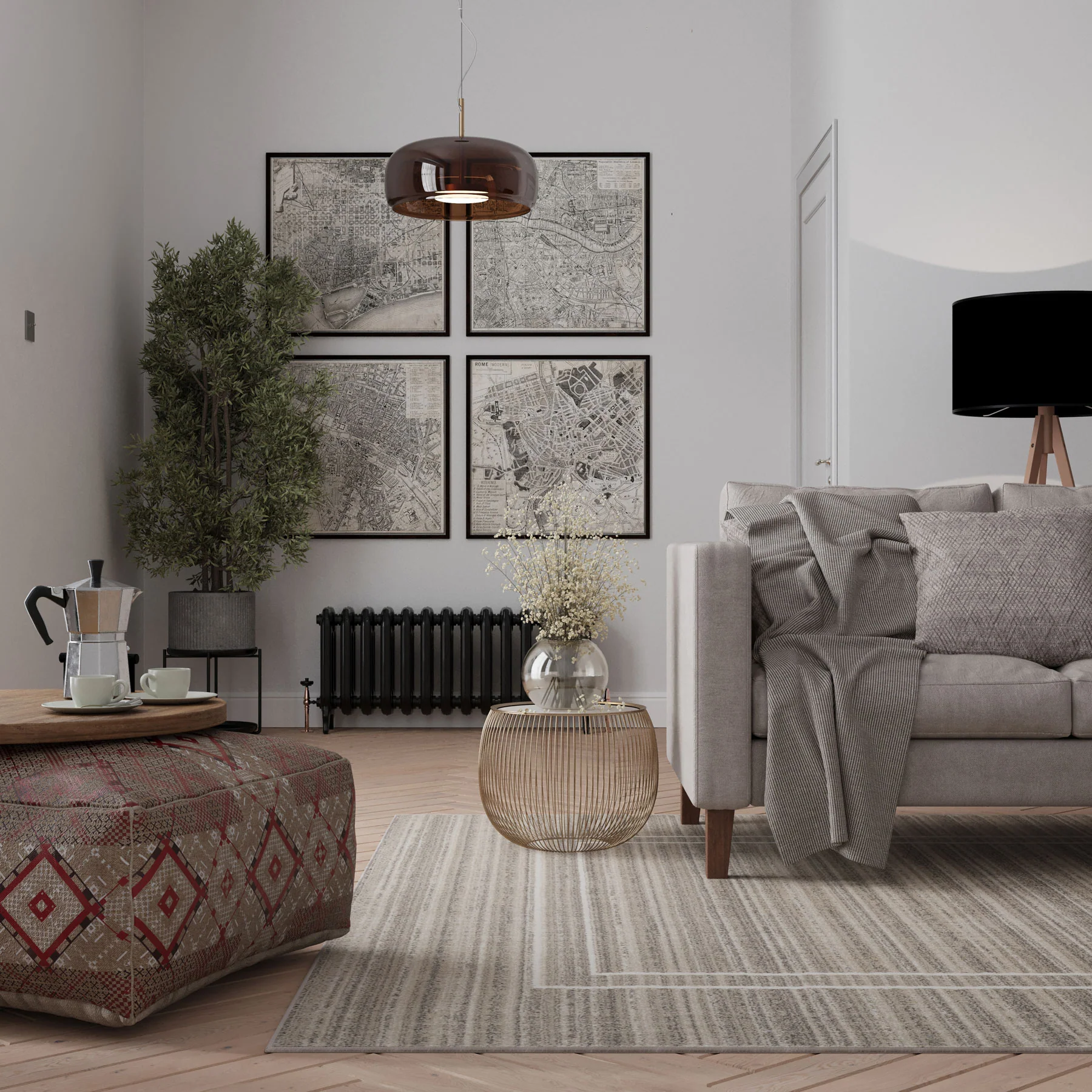 Subtle Beige Border Living Room Rug - Manon - Image 4
