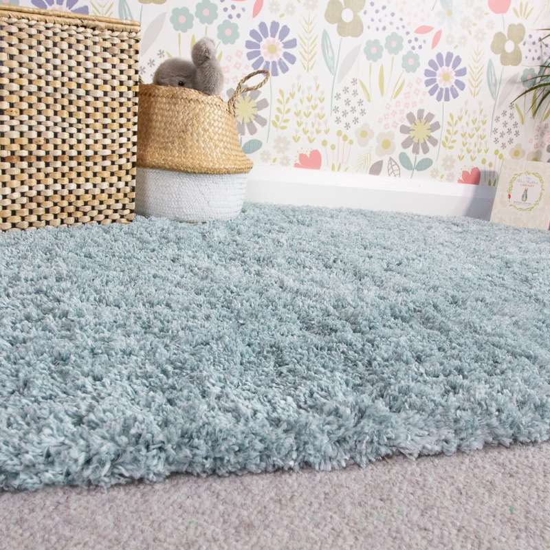 Soft Everyday Duck Egg Shaggy Rug - Image 6
