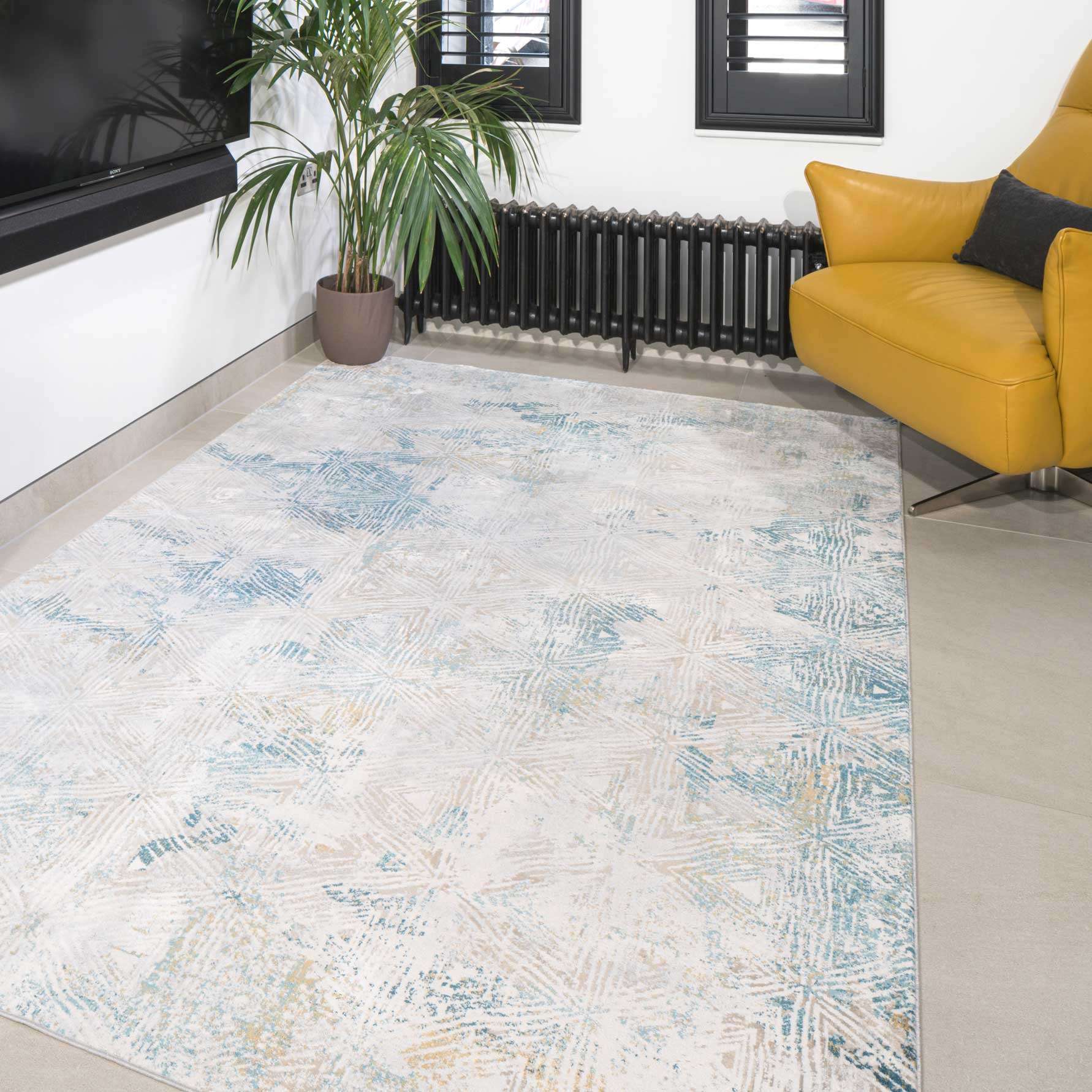 Teal Blue Cloudscape Hallway Runner Rug - Image 3