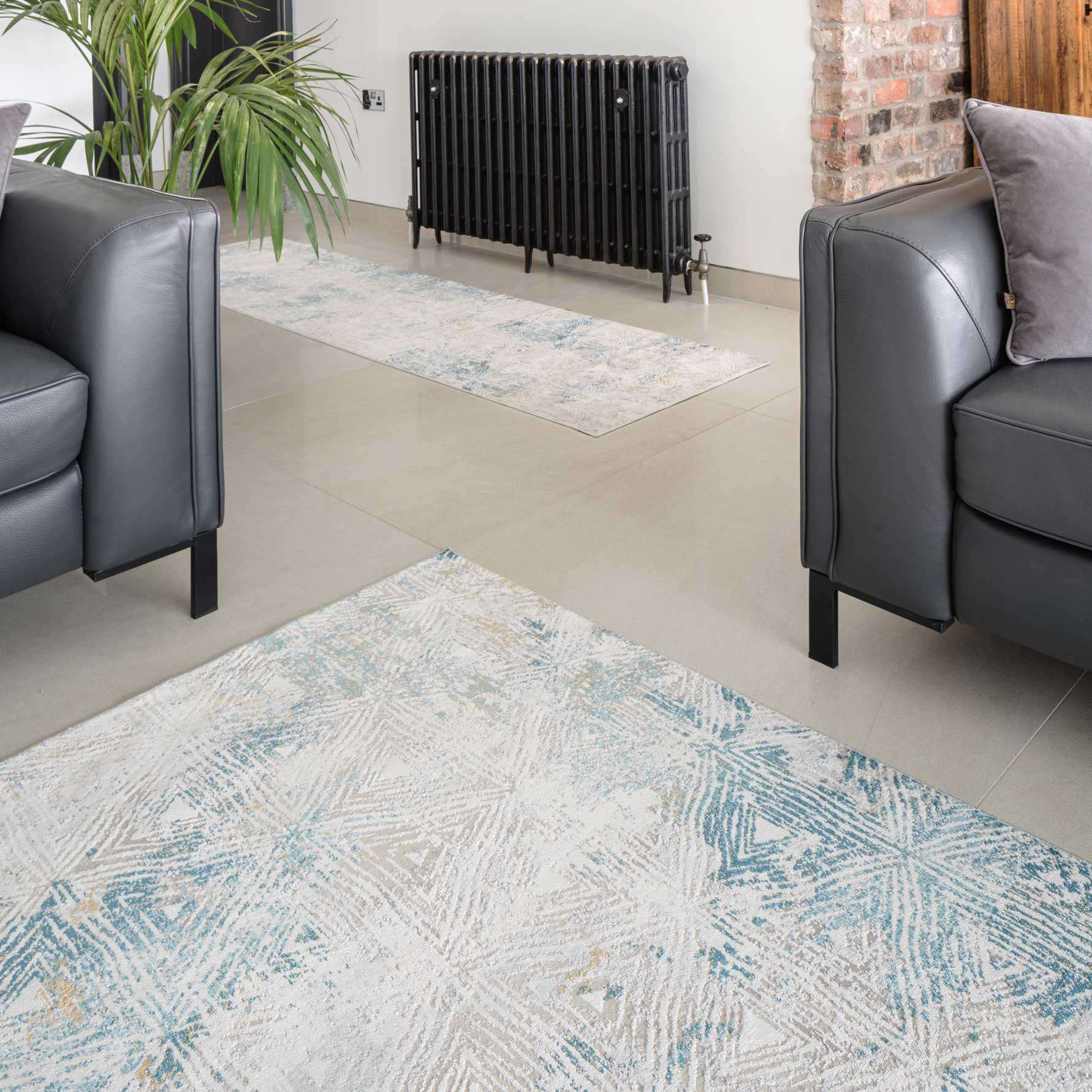 Teal Blue Cloudscape Hallway Runner Rug - Image 6