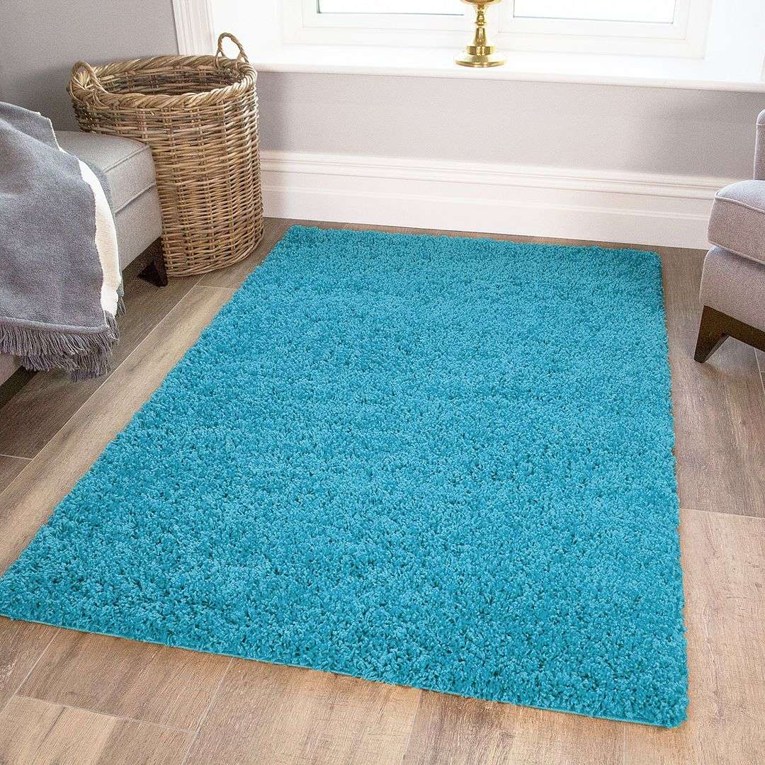 Super Soft Teal Blue Shaggy Rug - Image 2