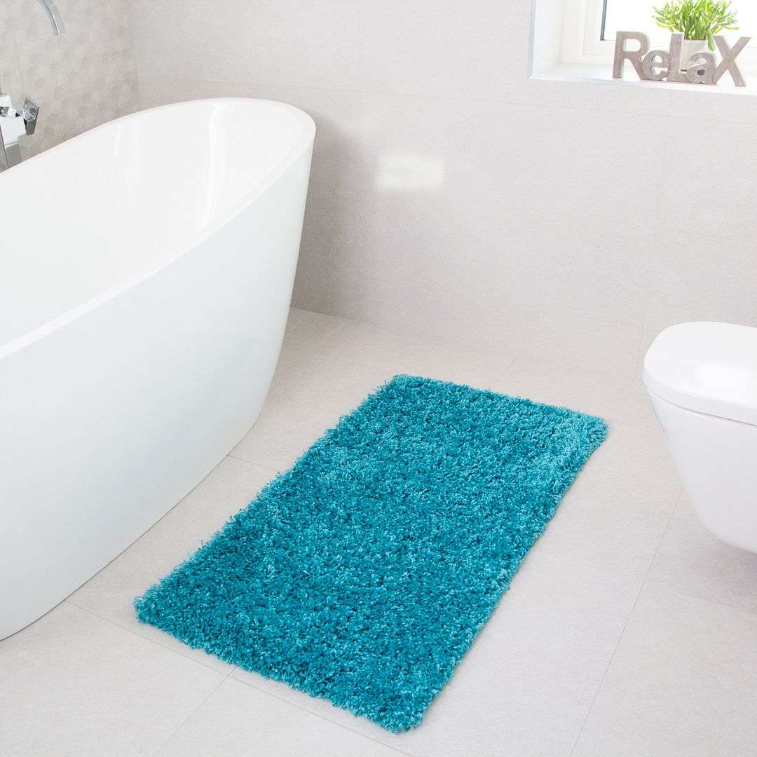 Super Soft Teal Blue Shaggy Rug - Image 4
