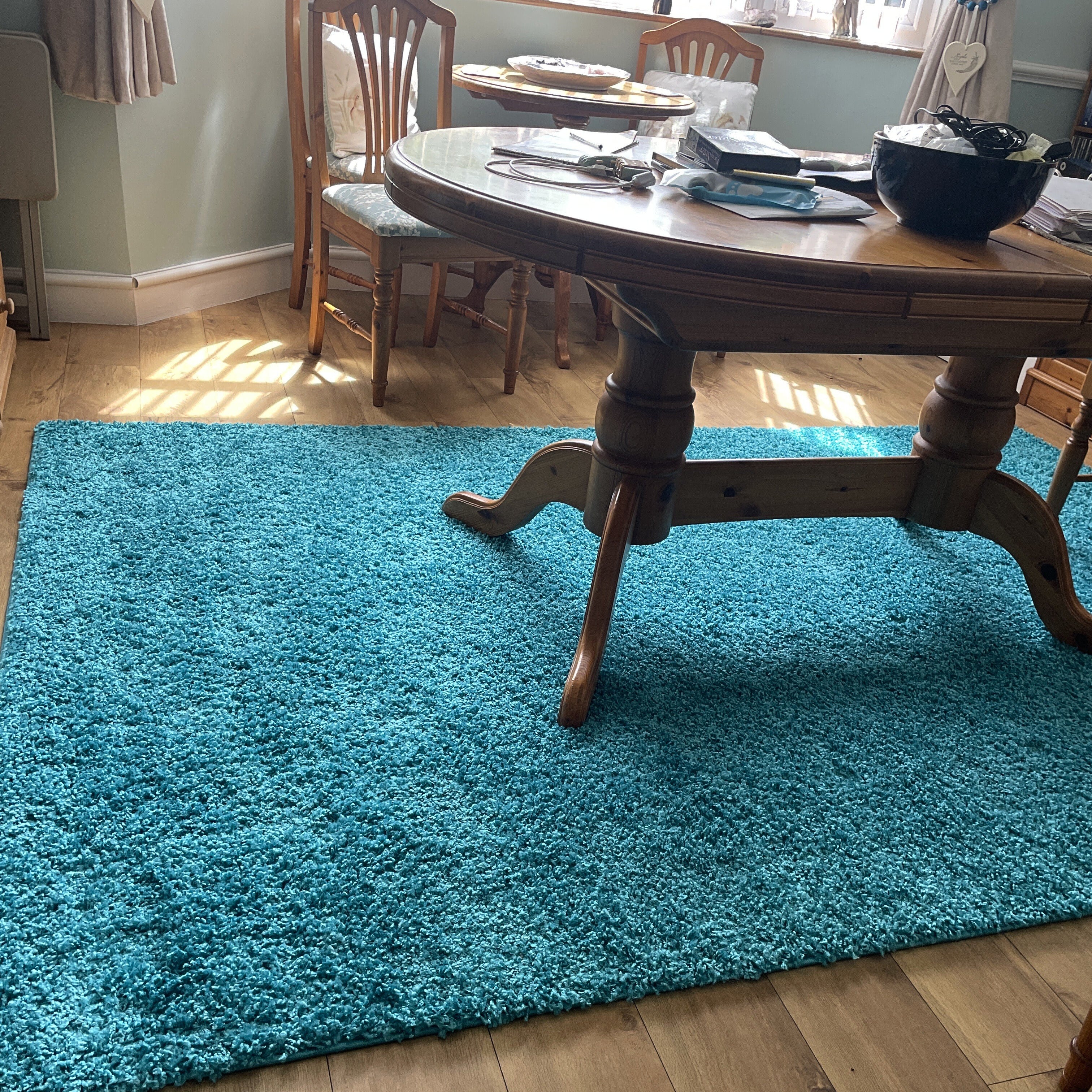 Super Soft Teal Blue Shaggy Rug - Image 5