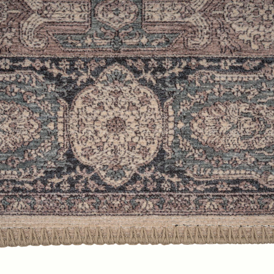 Flatwoven Washable Teal Medallion Area Rug - Caragh - Image 8