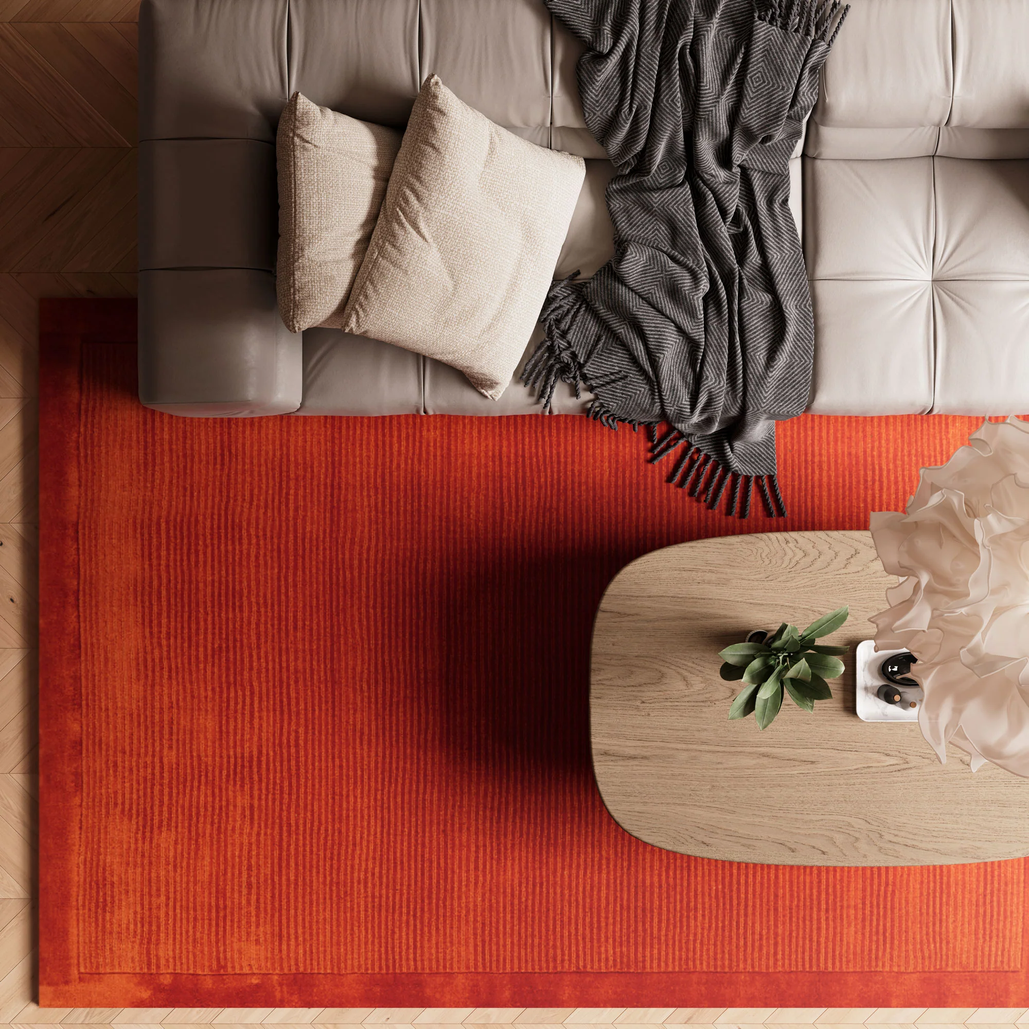 Terracotta Bordered Wool Rug - Olann Terra - Image 2