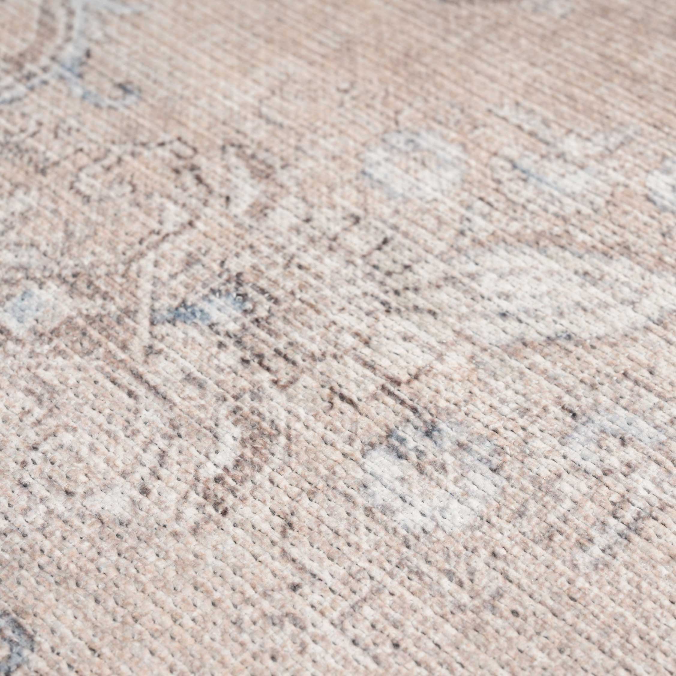Flatwoven Washable Traditional Beige Circle Rug - Image 3