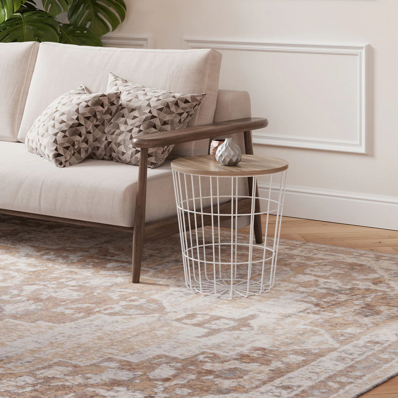 Traditional Distressed Chic Beige Area Rug - Image 10