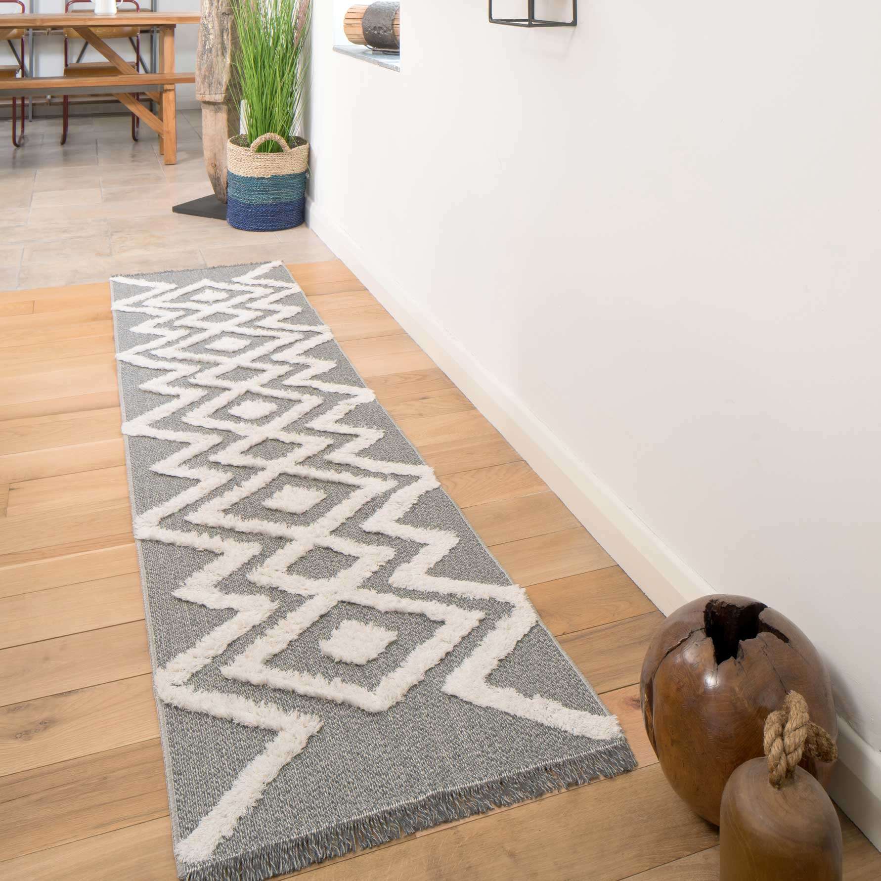 Tufted Grey Geometric Sustainable Rug - Image 7