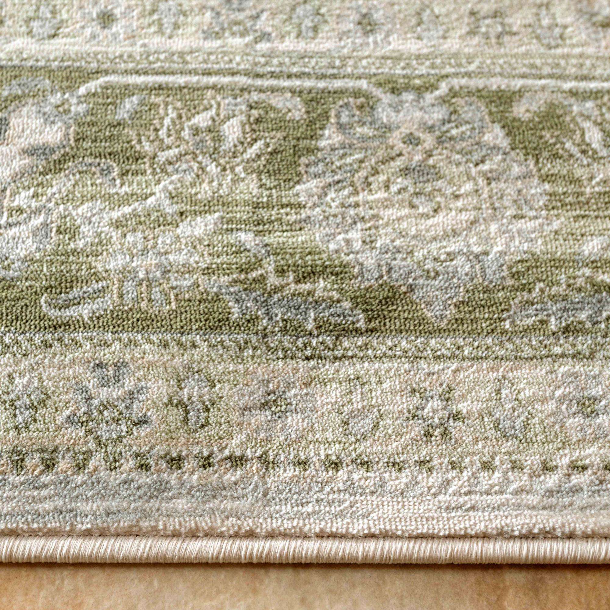 Vintage Traditional Green Floral Hall Runner Rug - Image 4