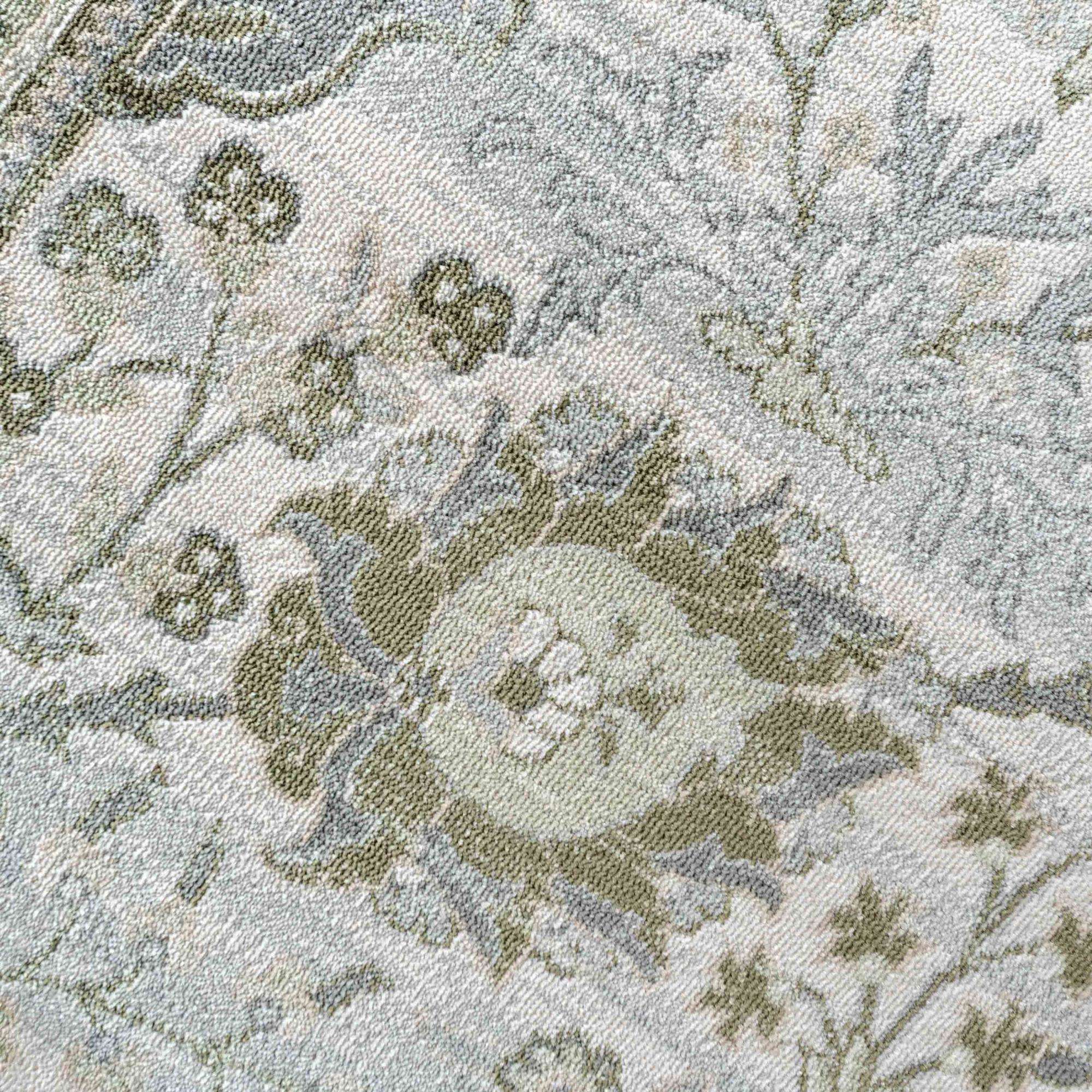 Vintage Traditional Green Floral Living Room Rug - Image 6