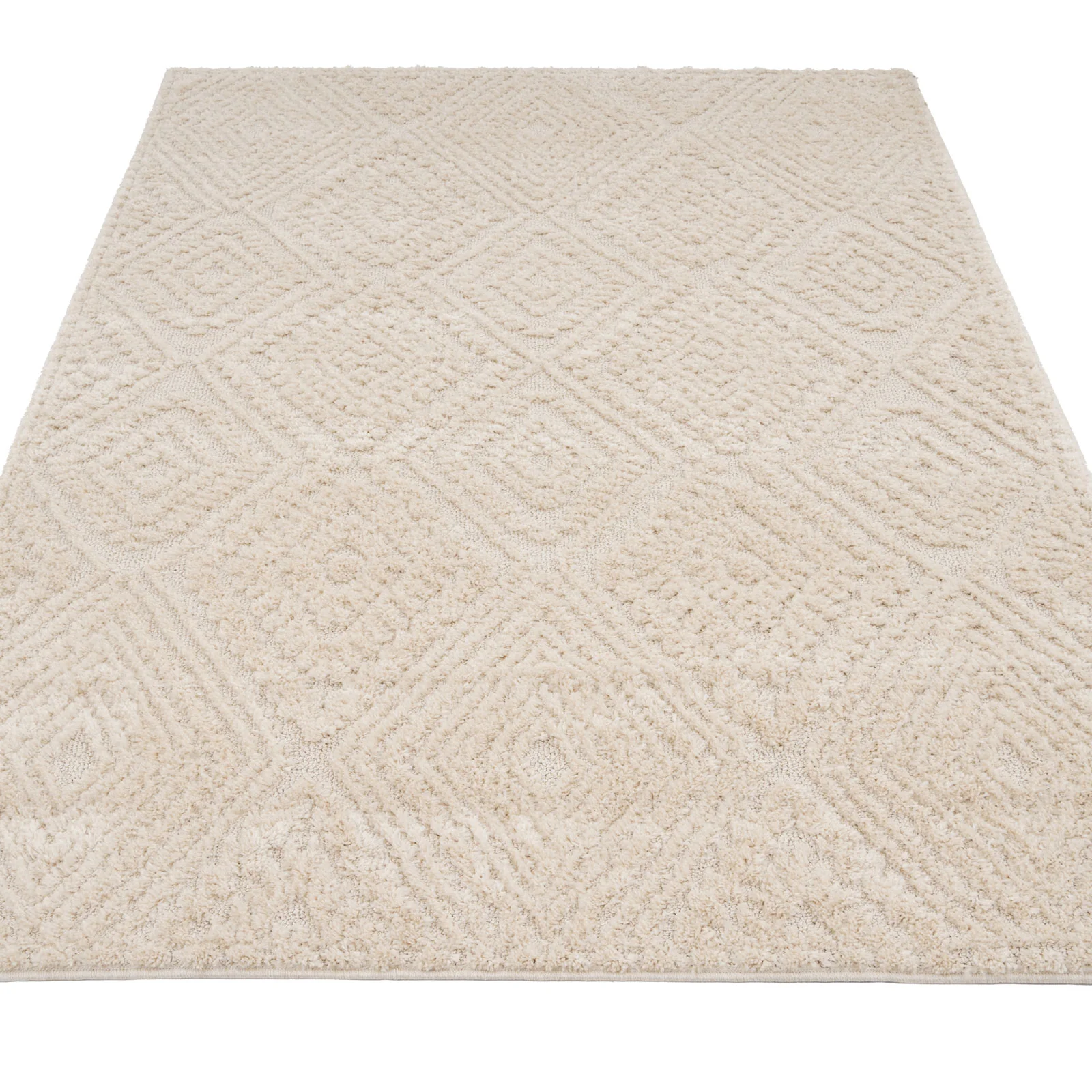 Warm White Tufted Diamond Rug - Elino - Image 6