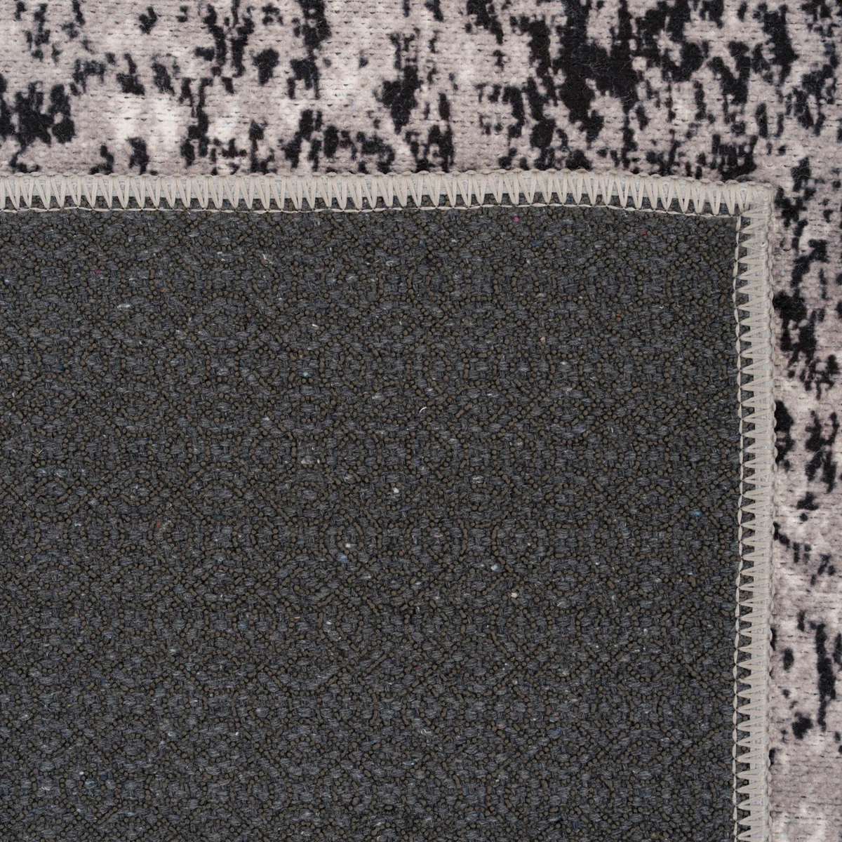 Washable Black Abstract Rug - Storm - Image 5