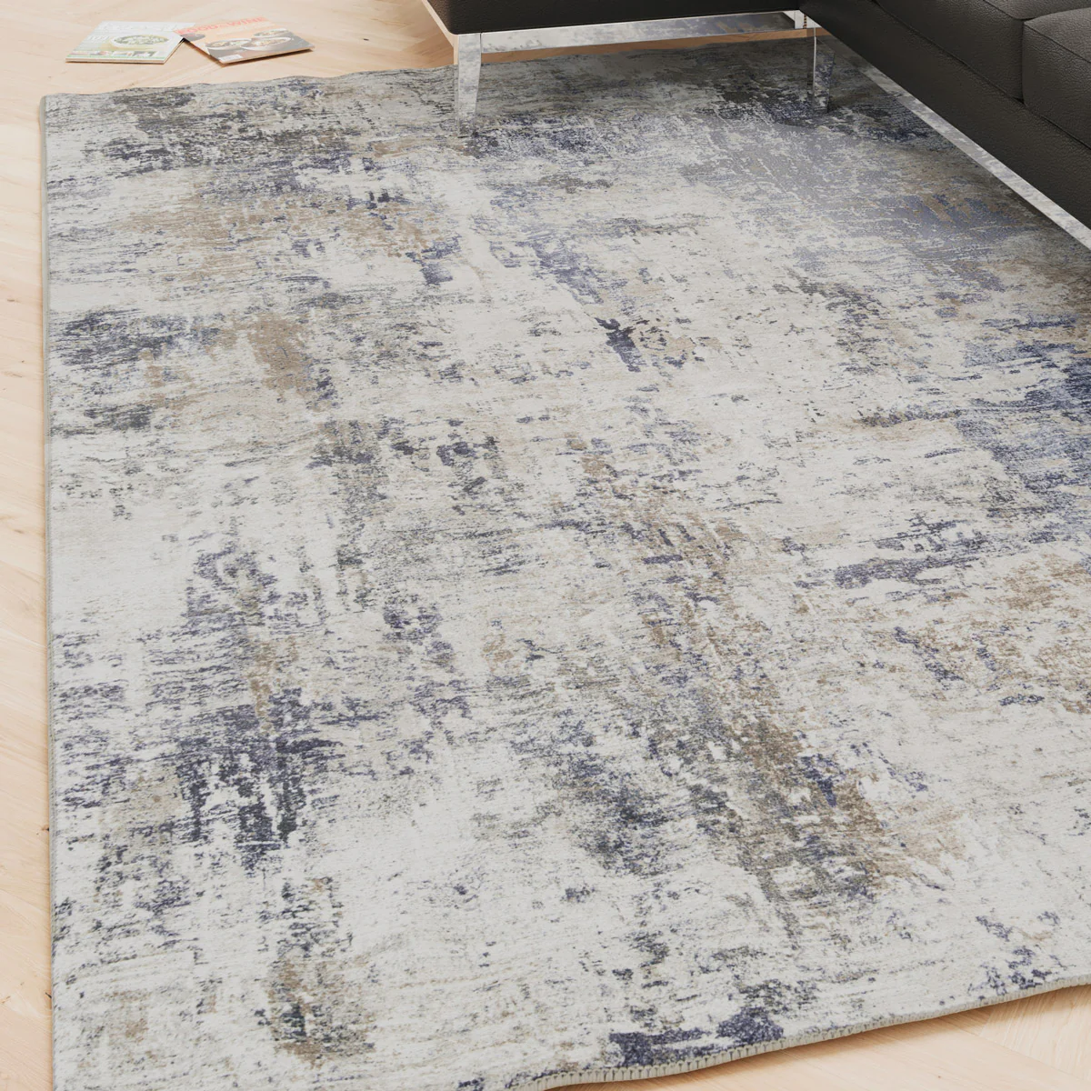 Washable Blue Abstract Rug - Skye - Image 5