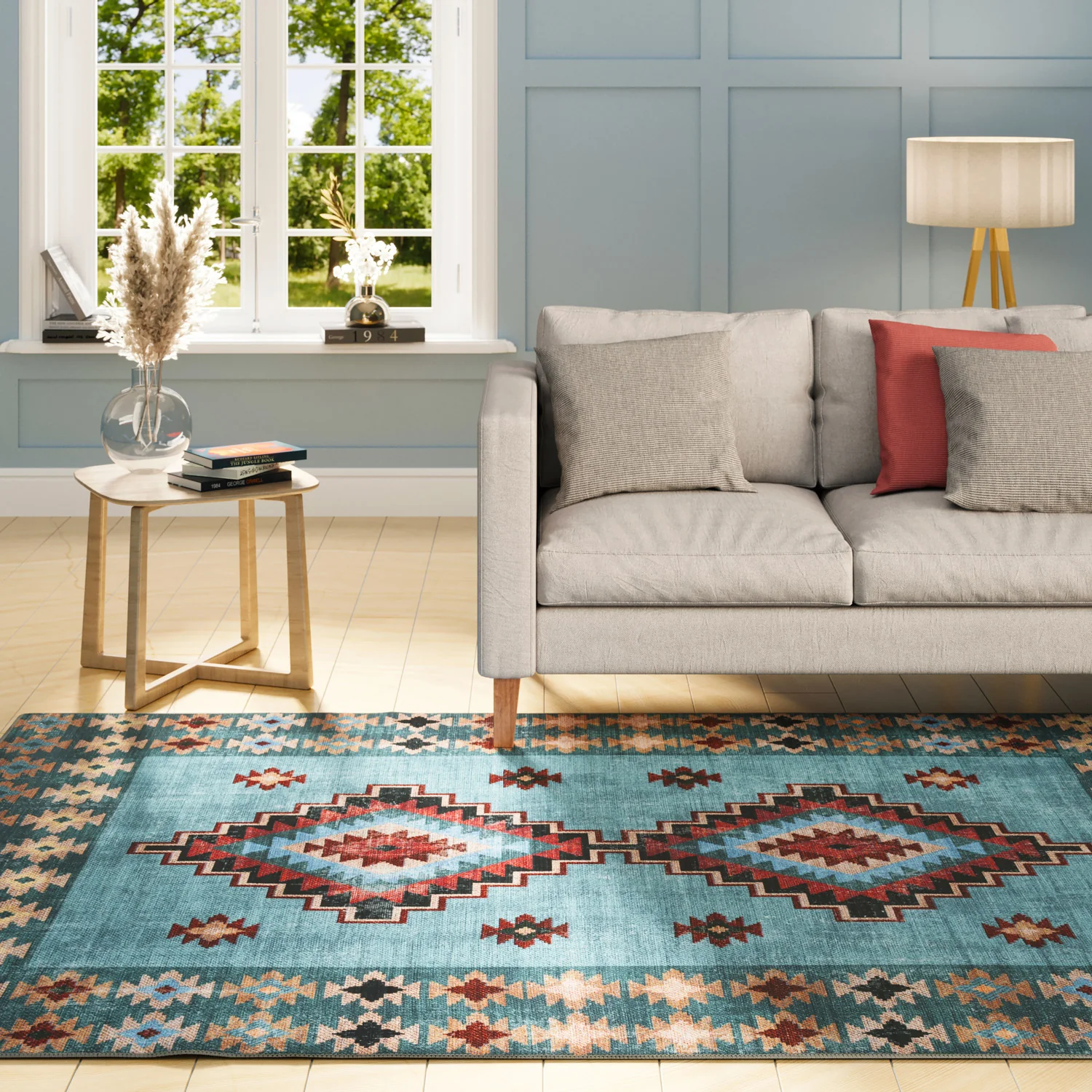 Washable Blue Berber Style Rug - Yasmine - Image 2
