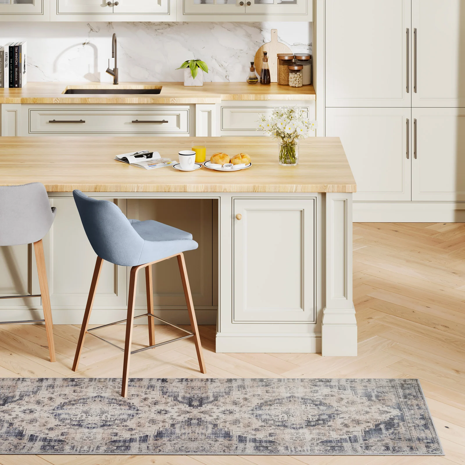 Washable Blue Traditional Runner - Kith - Image 5