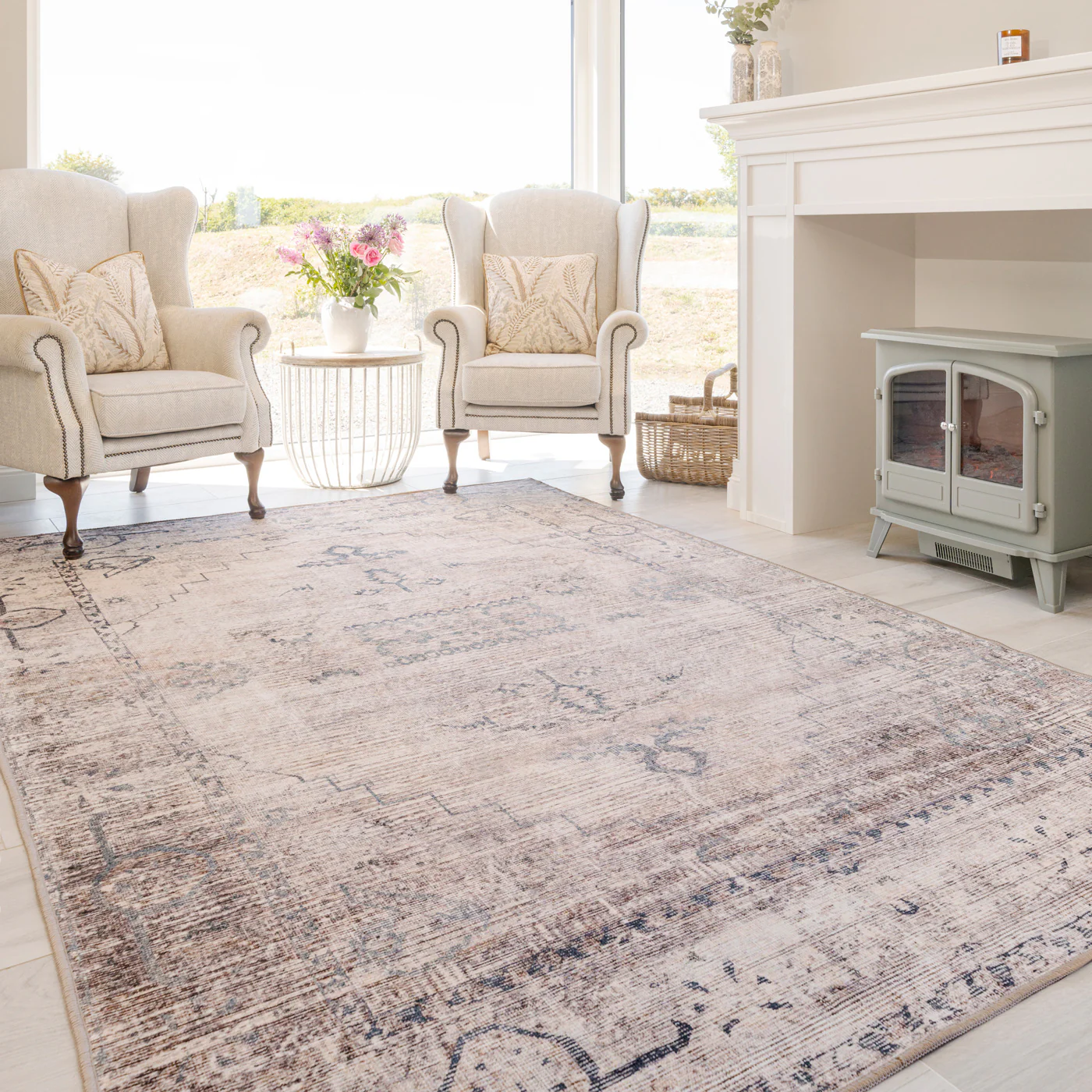 Washable Grey Blue Vintage Rug - Roam - Image 9