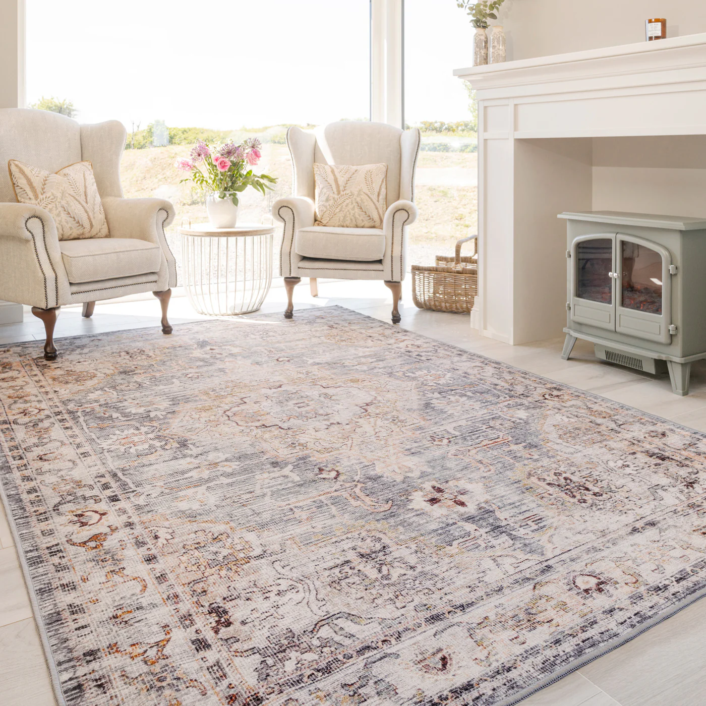 Washable Blue Vintage Rug - Serene - Image 6