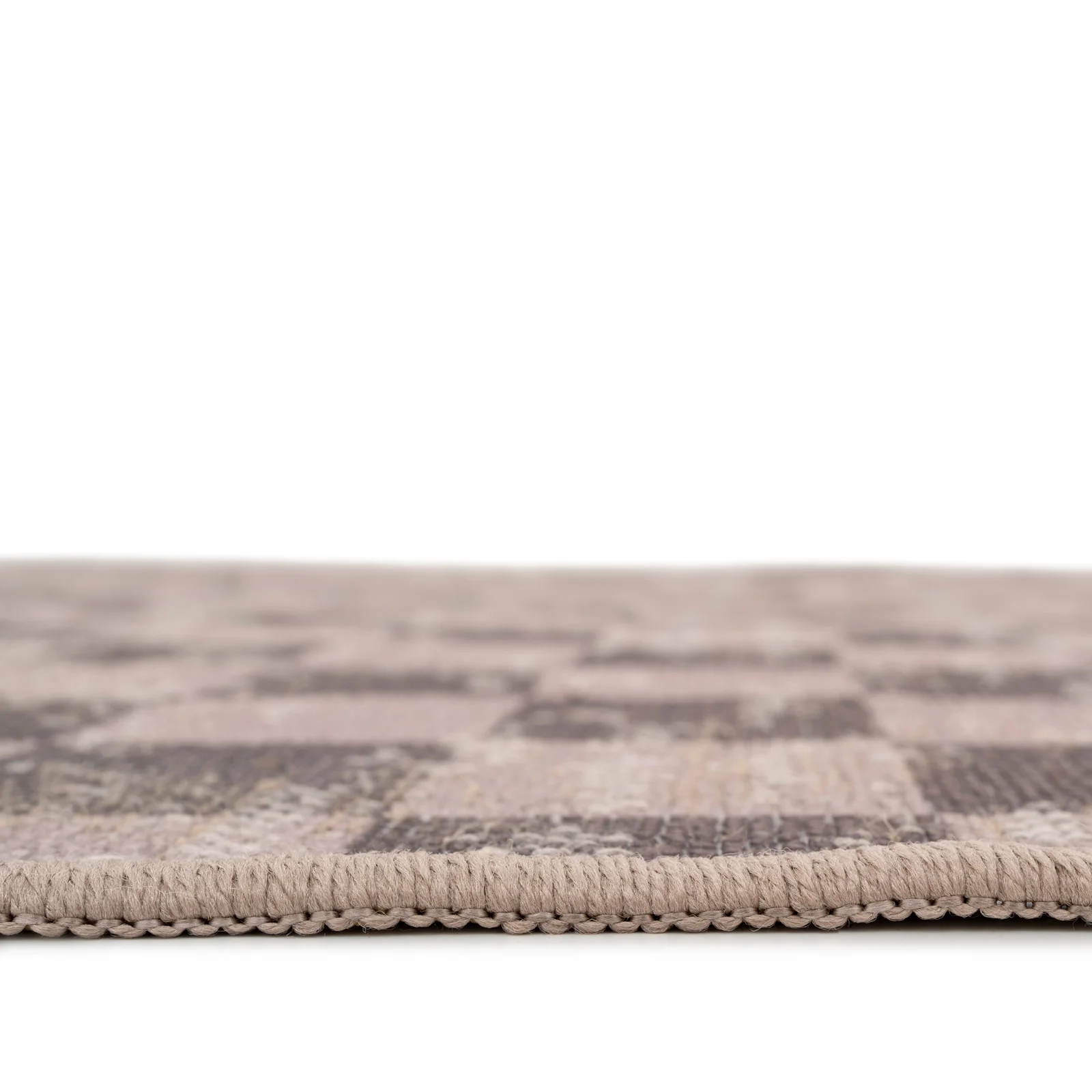 Washable Brown Checkerboard Jute Style Runner - Juno - Image 3