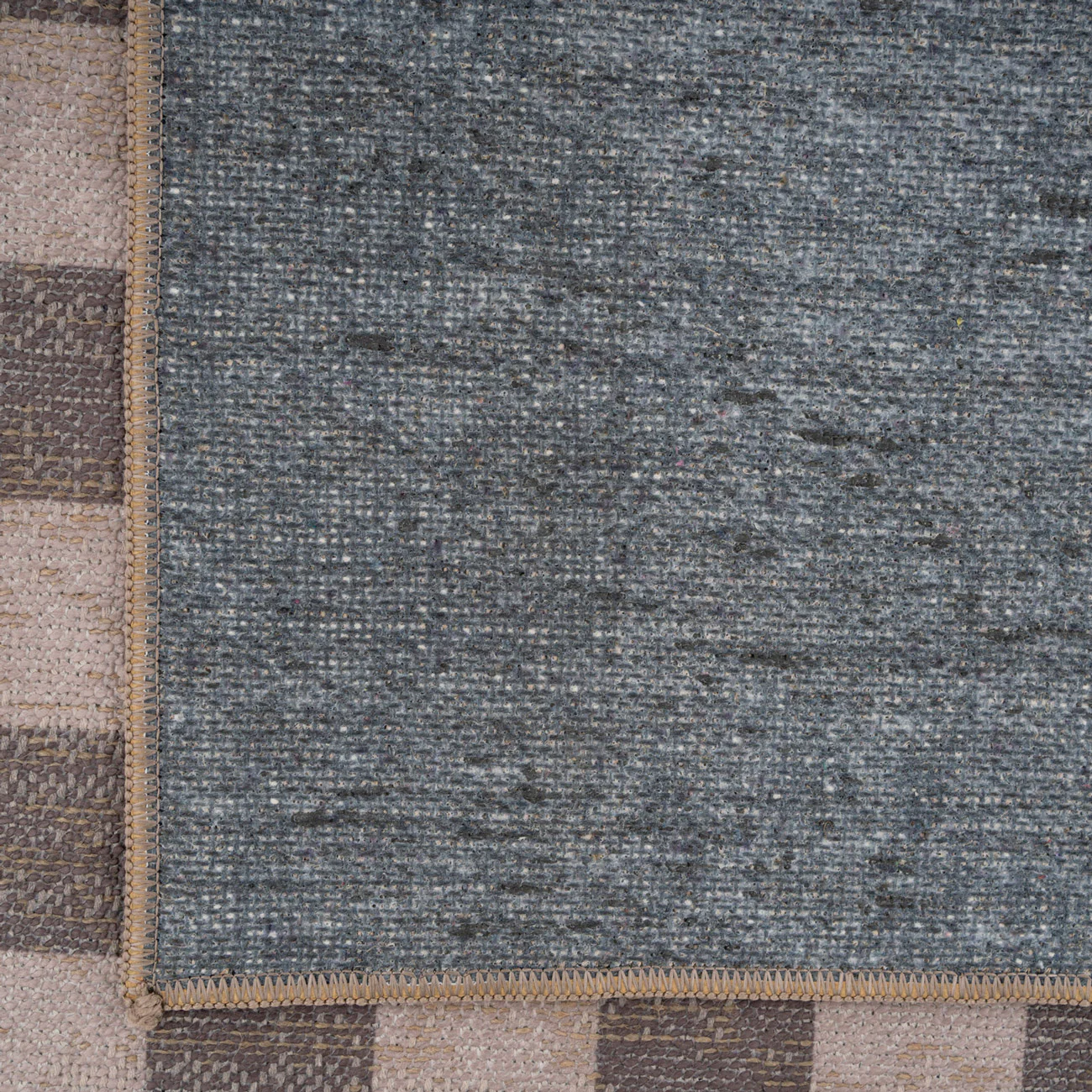 Washable Brown Checkerboard Jute Style Runner - Juno - Image 5