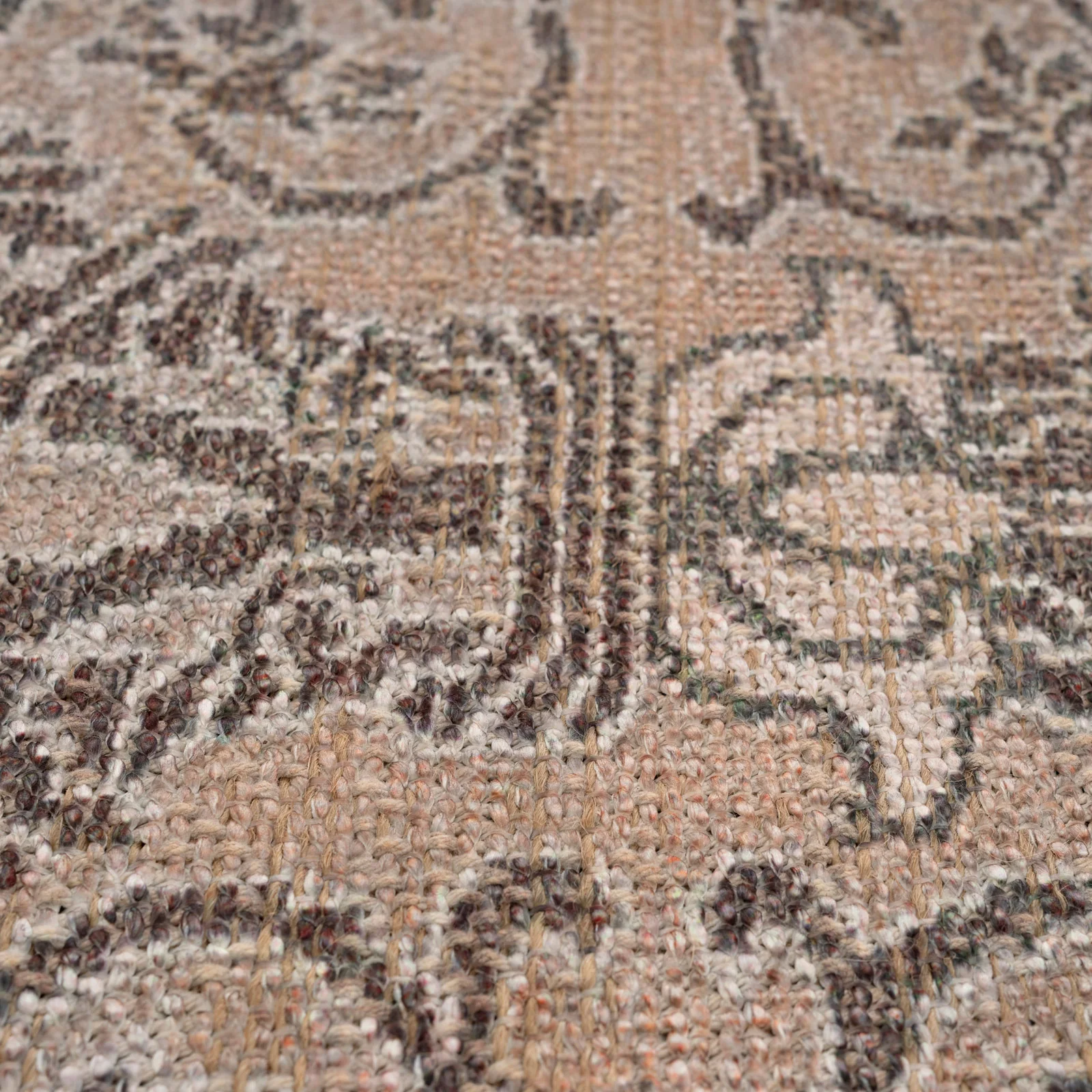 Washable Brown Ornate Jute Style Runner - Eden - Image 4