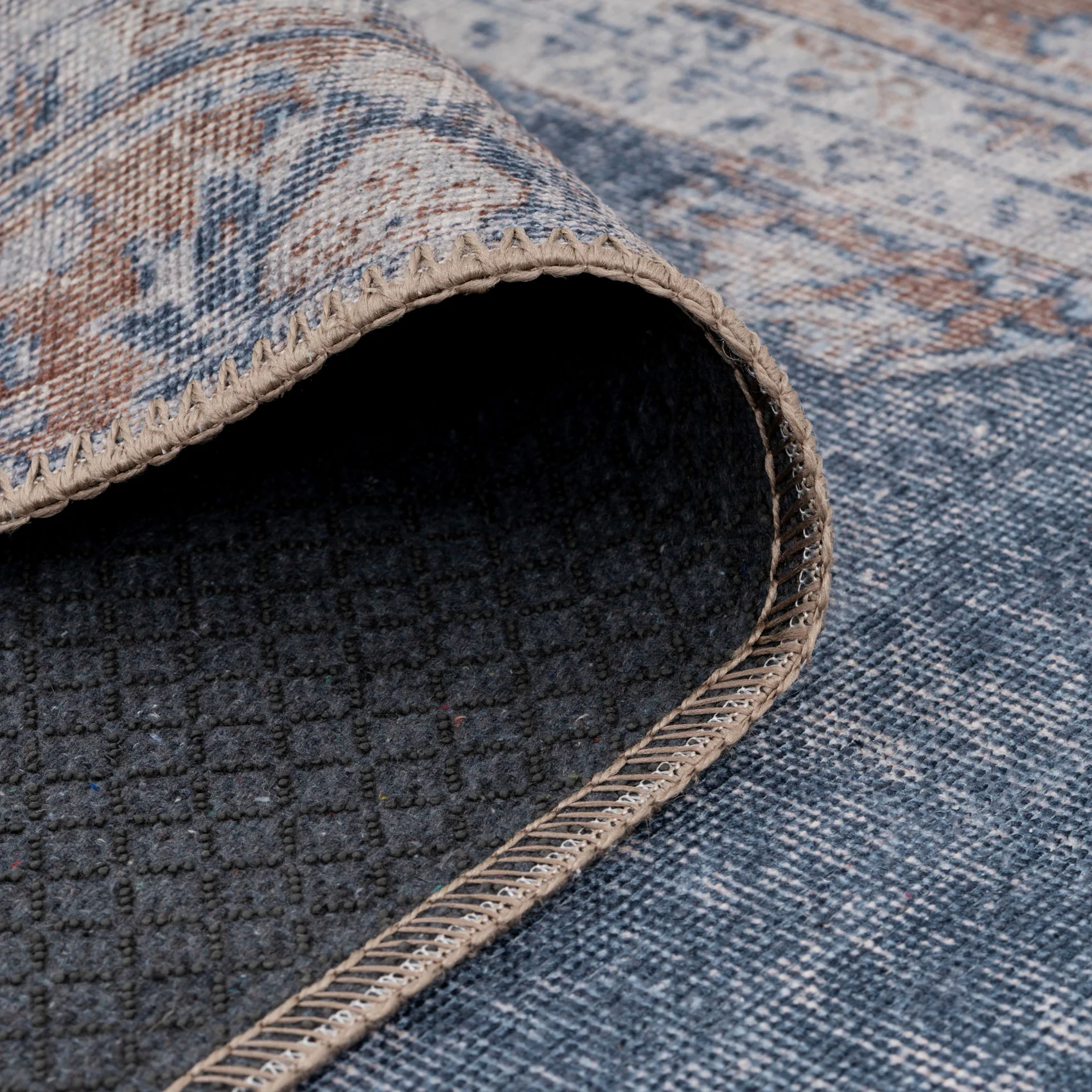 Flatwoven Washable Denim Blue Area Rug - Ballina - Image 4
